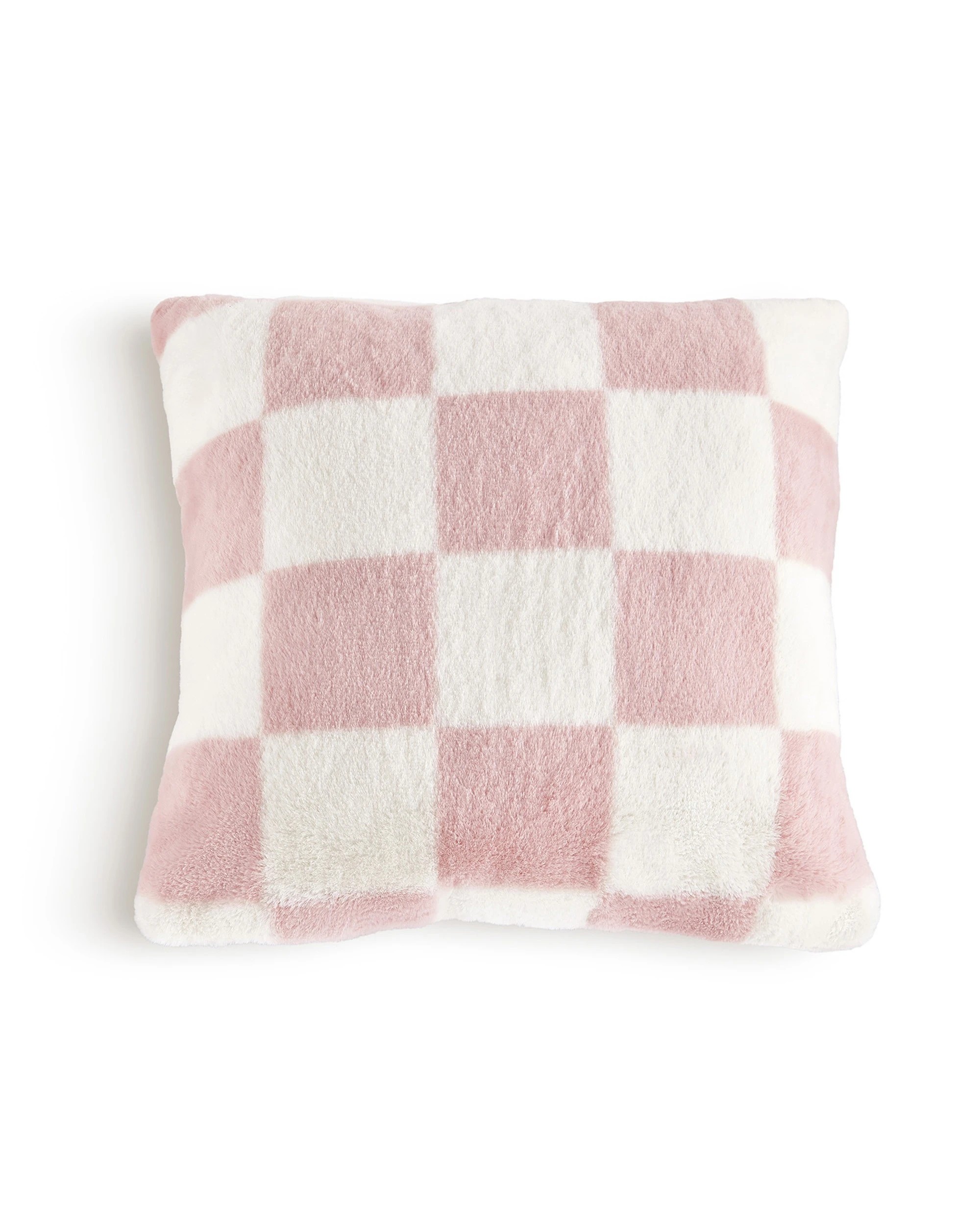 2 Dreamaker Checkered Plush Cushion 50x50cm - Pink and Cream, 2 of 5
