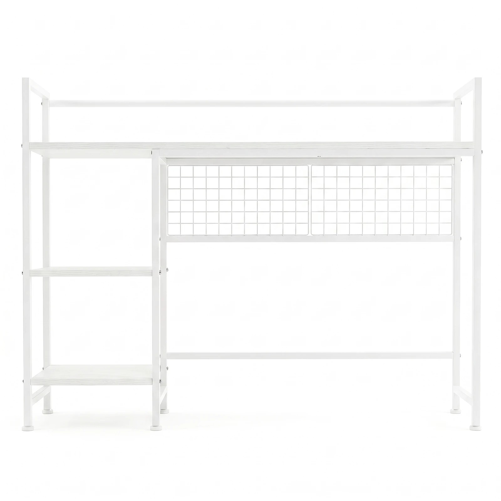4 Advwin Desktop Organizer Shelf  Desktop Display Rack with Open shelves & 5 Hooks Desk Hutch for Computer Desk - White, 4 of 8