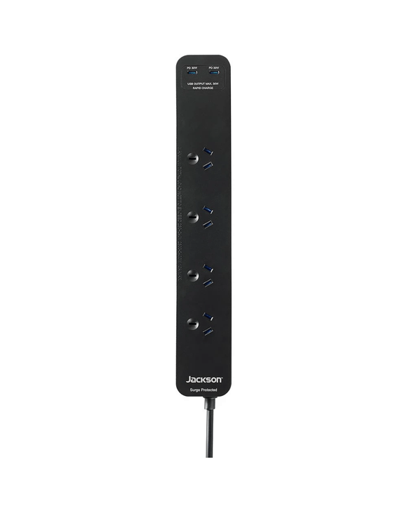Jackson Rapid Charge 30W USB-C Powerboard 4 Outlet Black