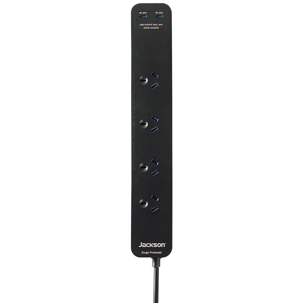 1 Jackson Rapid Charge 30W USB-C Powerboard 4 Outlet Black, 1 of 5