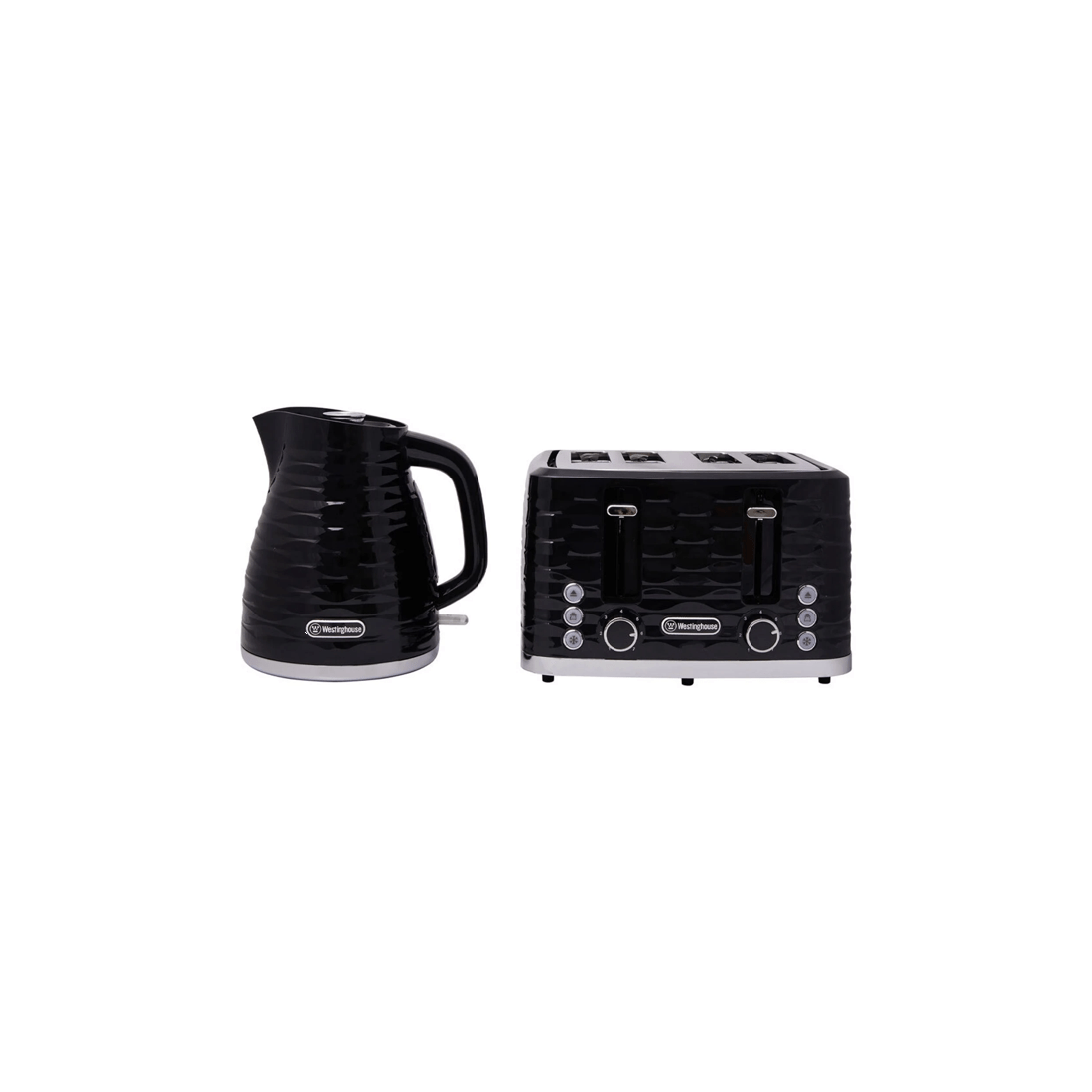 1 Westinghouse 1.7l Kettle & 4 Slice Toaster Pack Black/silver Wave Pattern
 - Black, 1 of 10
