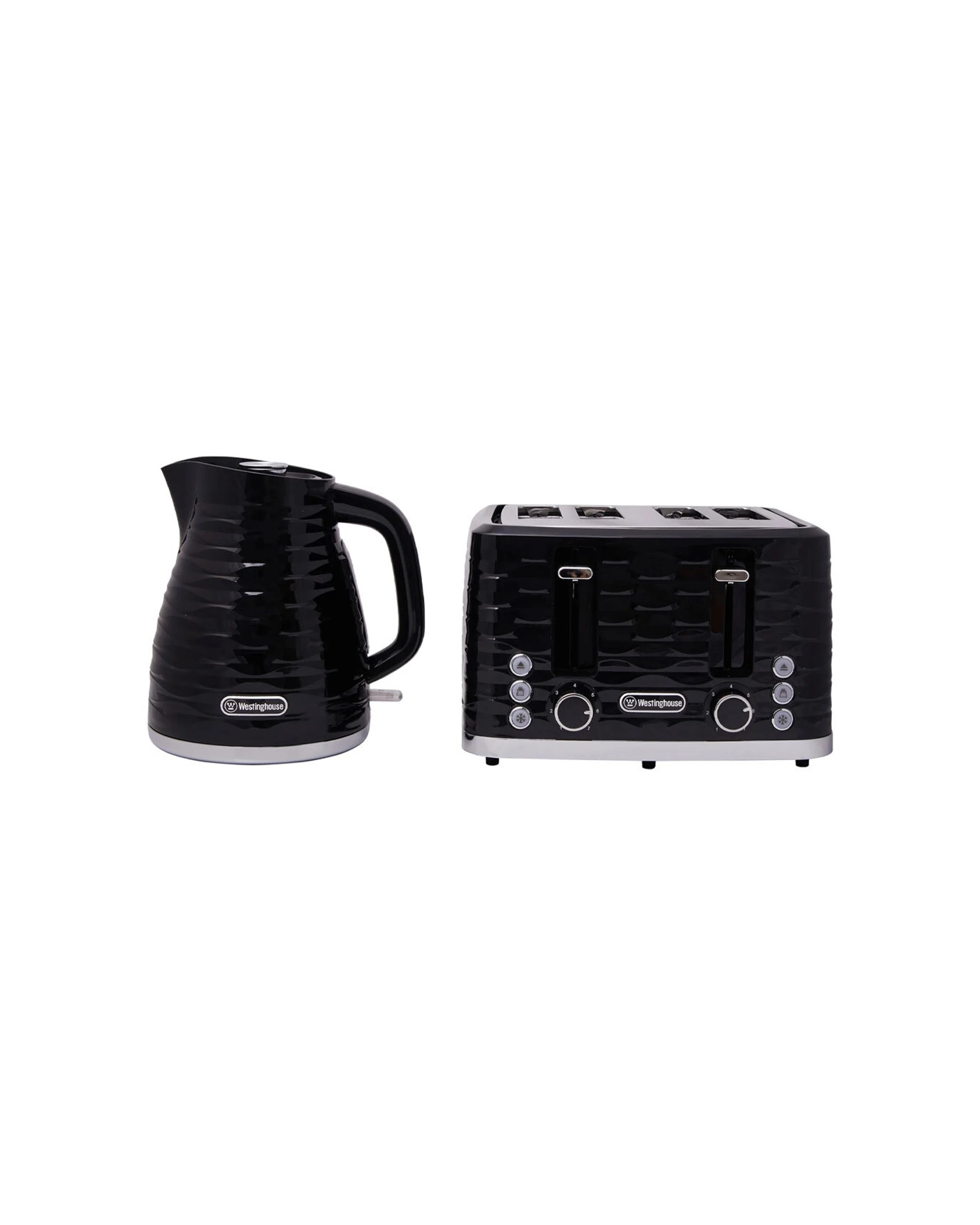 1 Westinghouse 1.7l Kettle & 4 Slice Toaster Pack Black/silver Wave Pattern - Black, 1 of 10