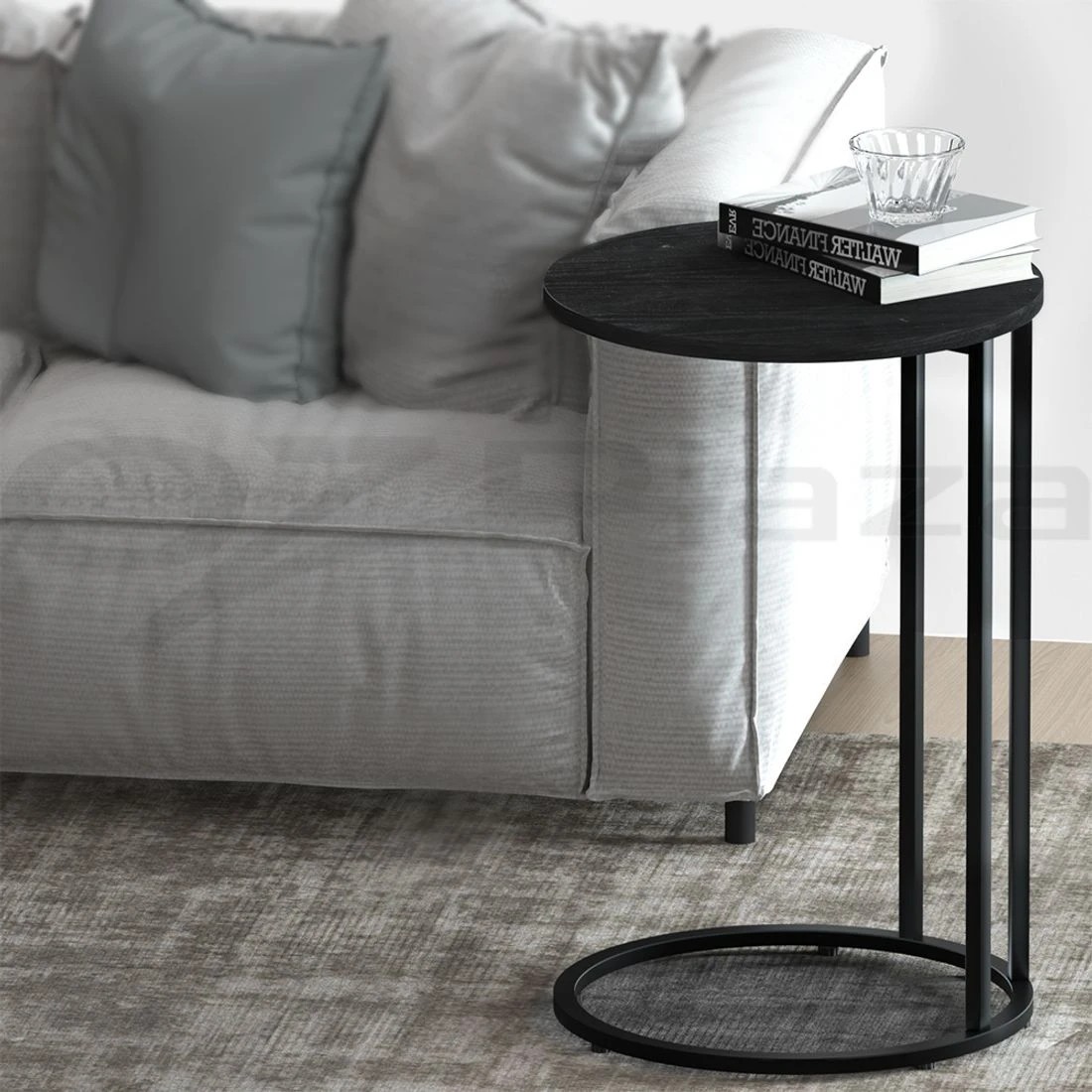 3 Artiss Coffee Table Side Table Round Black Martha - Black, 3 of 7