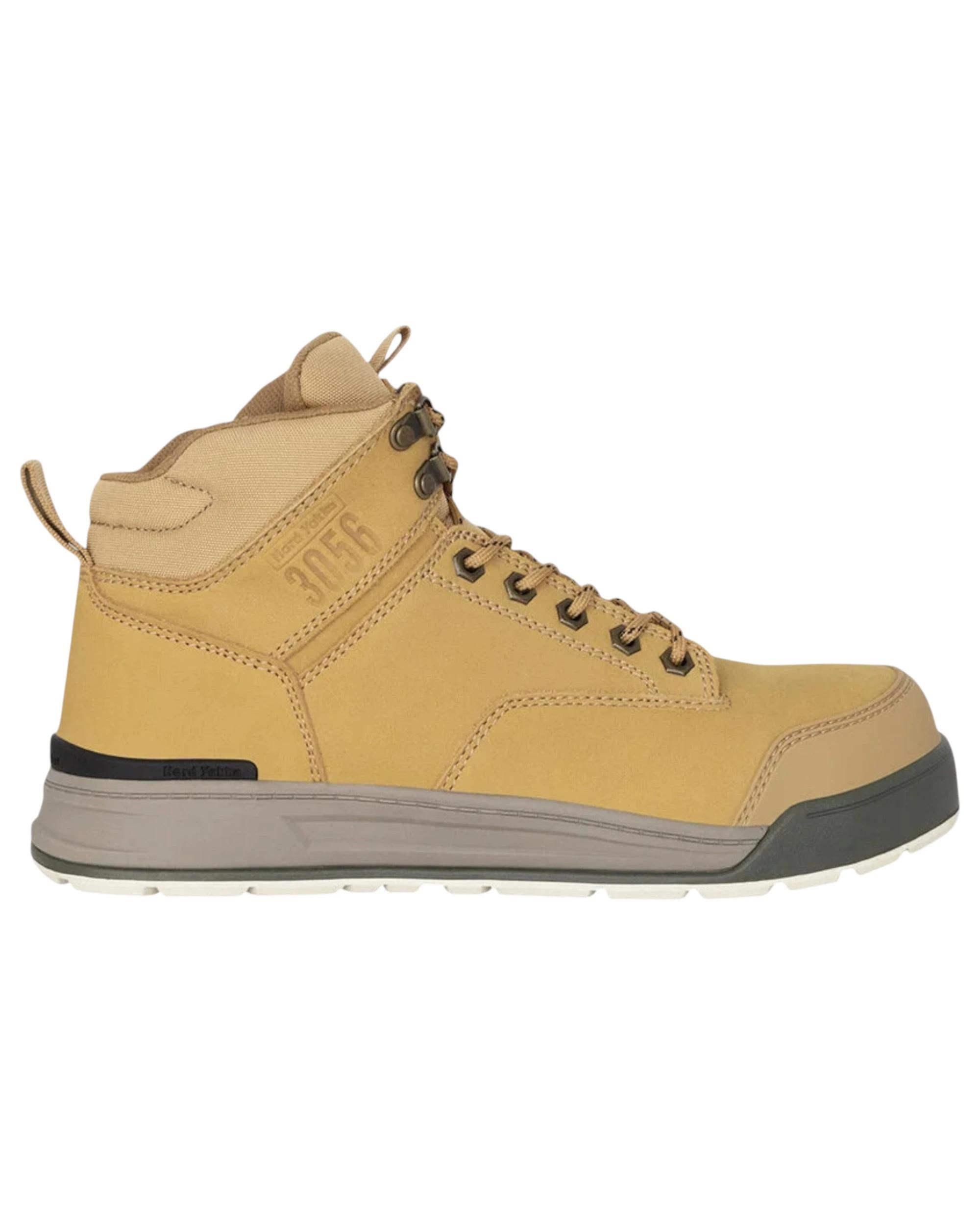 6 Hard Yakka Mens 3056 Lace Boots Zip Steel Top Cap Industrial Wheat Boot WHEAT, 6 of 6
