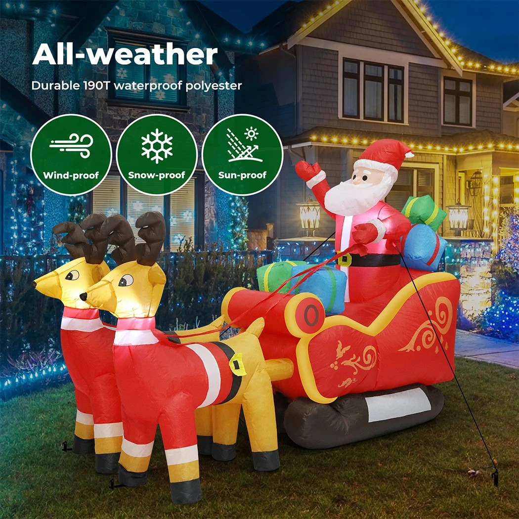 2 Santaco 2.2M Xmas Inflatable Decor Christmas Sleigh And Reindeer, 2 of 7