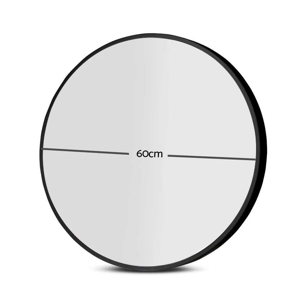 2 Embellir 2 Wall Mirror Makeup 60cm Home Decor Framed Mirrors Bathroom Round - Black, 2 of 6