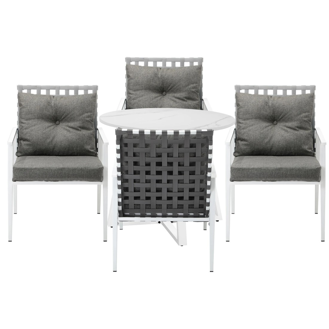 7 Livsip Outdoor Dining Set Patio Furniture Setting 5PCS Round Table Rattan Chair - Multi, 7 of 9