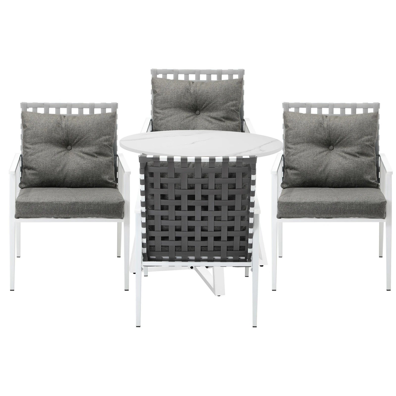 7 Livsip Outdoor Dining Set Patio Furniture Setting 5PCS Round Table Rattan Chair - Multi, 7 of 9