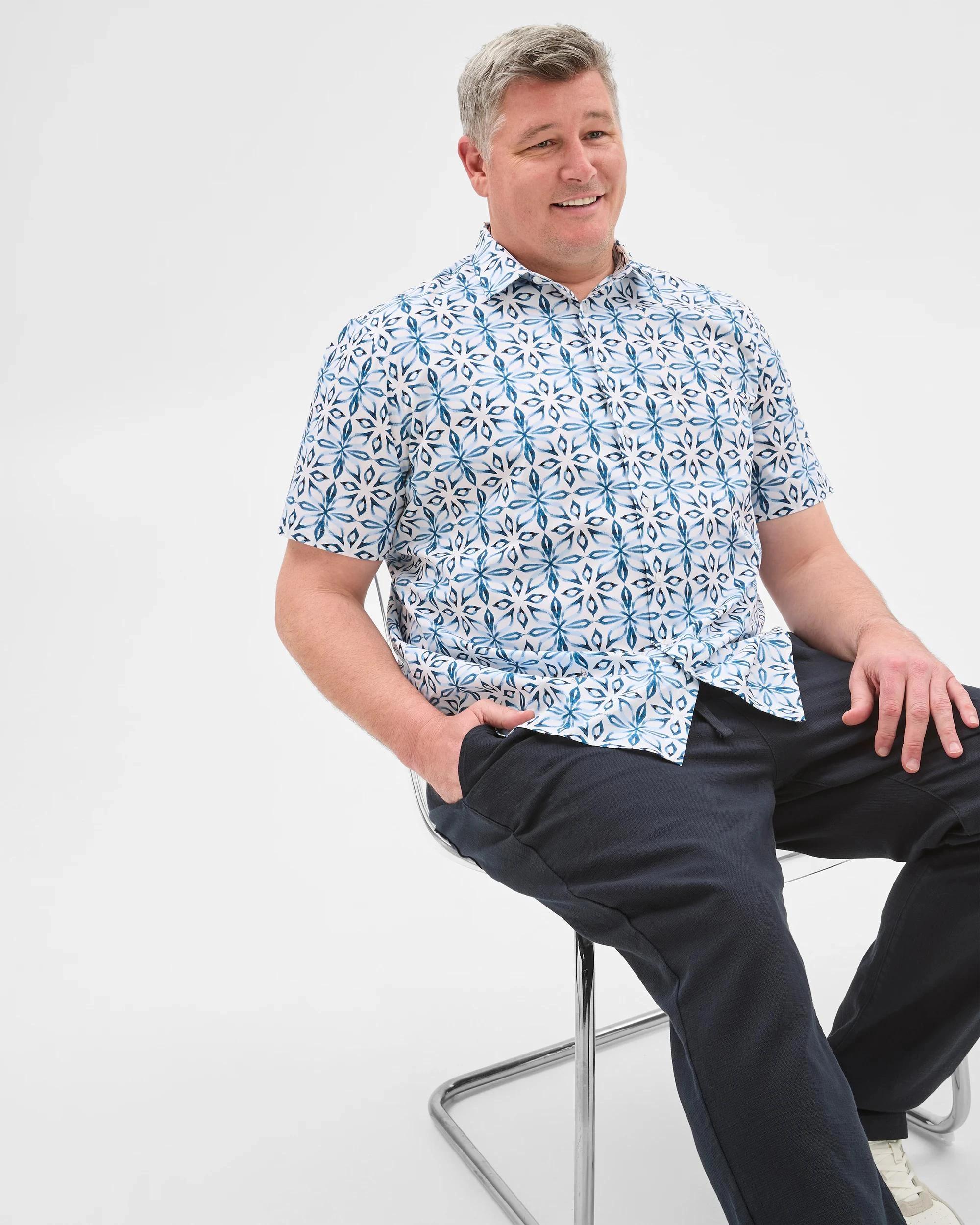 1 Target Man Plus Plus Size Australian Cotton Business Shirt BLUE TILE, 1 of 6