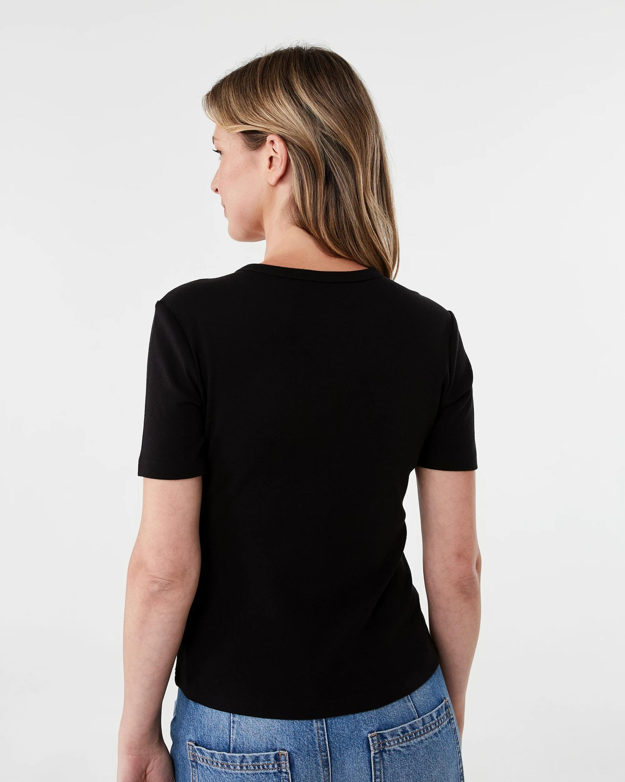 3 Short Sleeve Rib Crew Neck T-shirt Black, 3 of 5