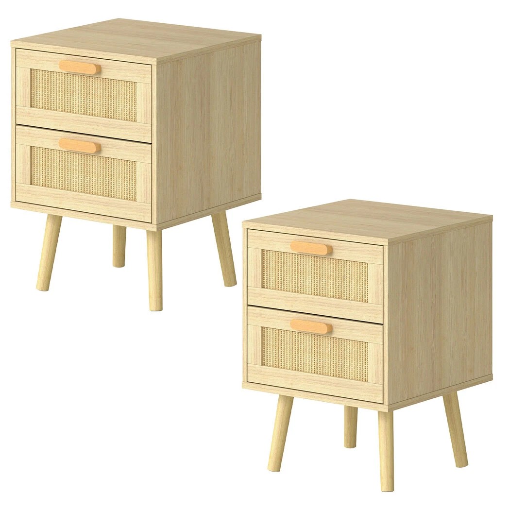 1 Levede Bedside Tables, 2 Hand Made Rattan Decorated Drawers,2 Pack, 1 of 7