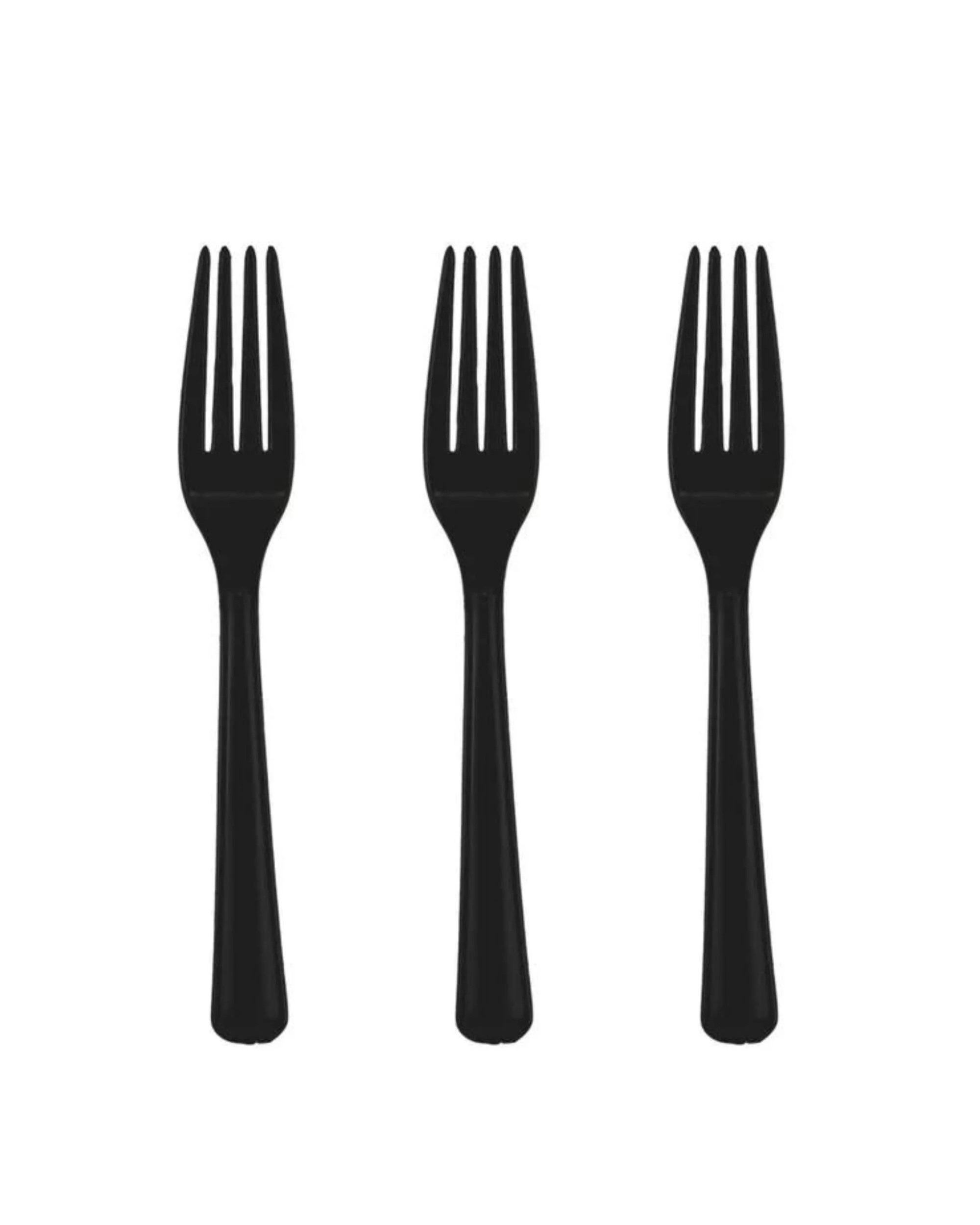 1 Alpen Black Reusable Plastic Forks Pack of 20 - Black, 1 of 3