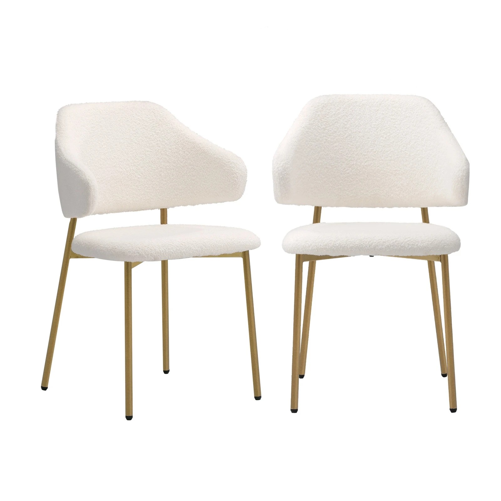 6 Oikiture 2x Dining Chair Accent Chairs Kitchen Padded Seat Sherpa Gold Metal Legs
 - White, 6 of 10