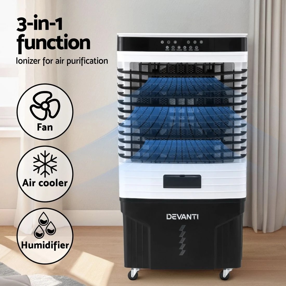 5 Devanti 60L Evaporative Air Cooler Conditioner - White, 5 of 7