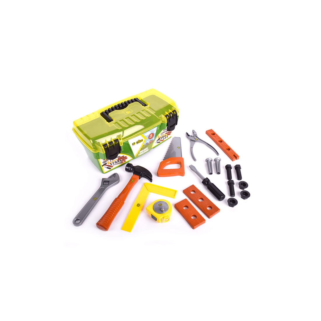 1 John Deere 18pc Deluxe Tool Box With Carry Handle And Two Locking Snaps Toy 3 Years Plus - Multi, 1 of 3