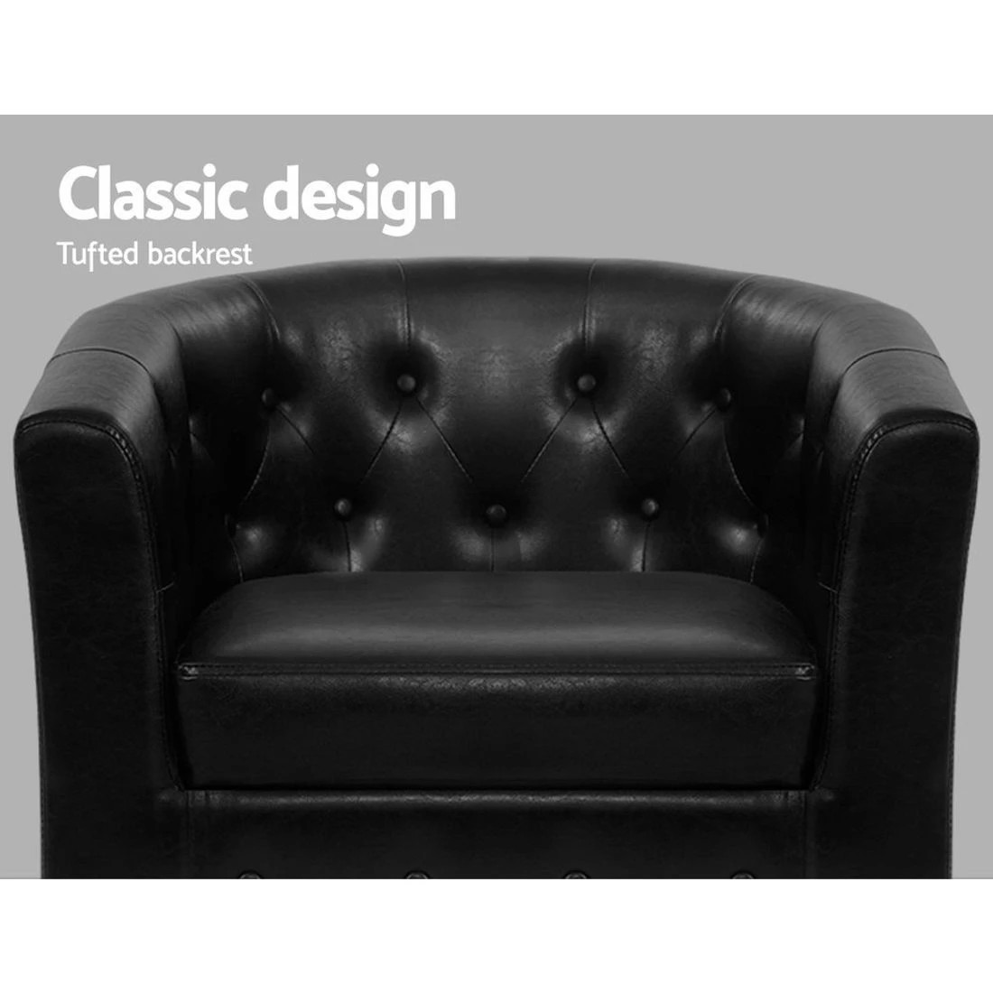 3 Artiss Armchair Set with Ottoman - Black, 3 of 7