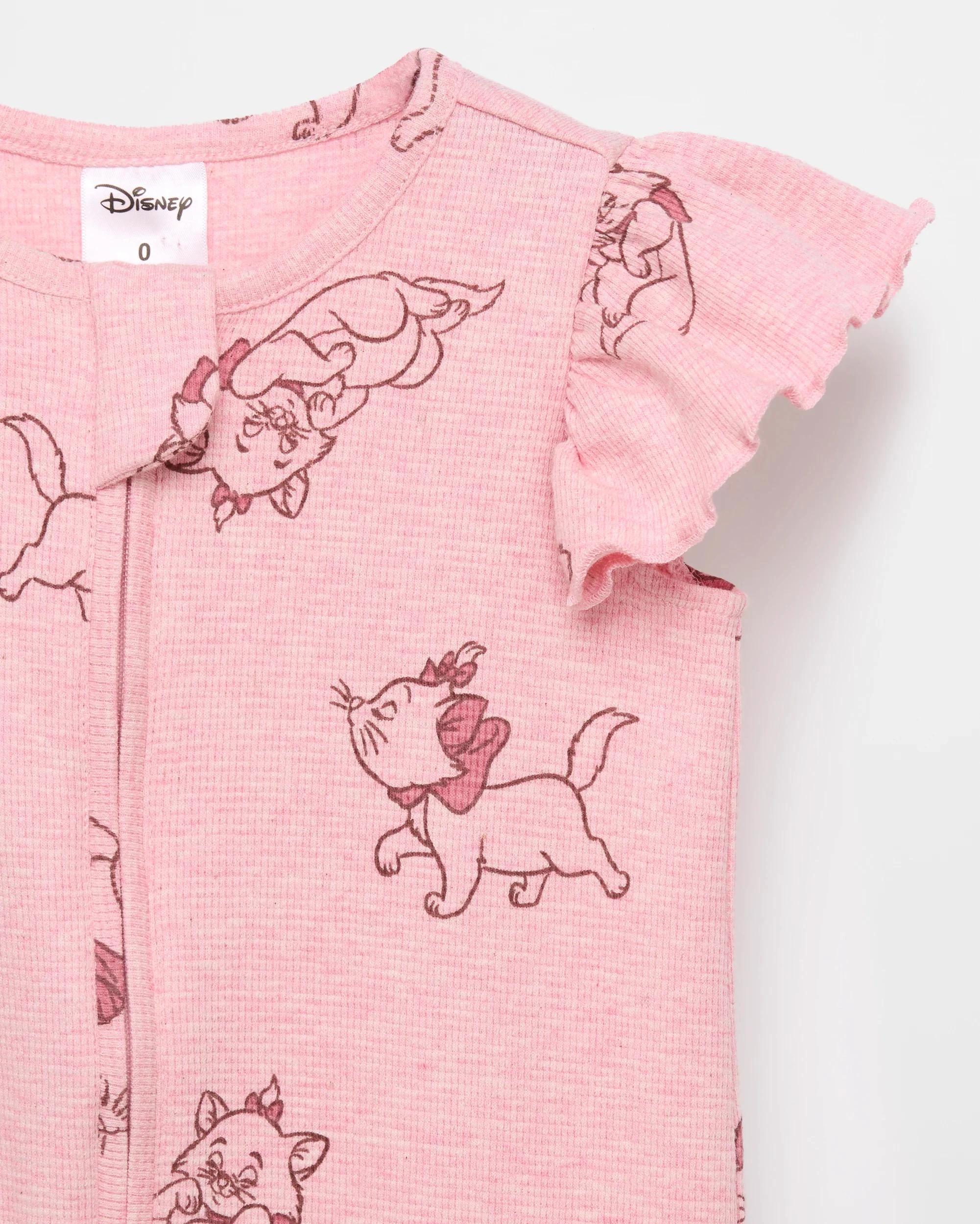 2 Baby Disney Marie Organic Cotton Waffle Romper MARIE PINK MARLE, 2 of 2