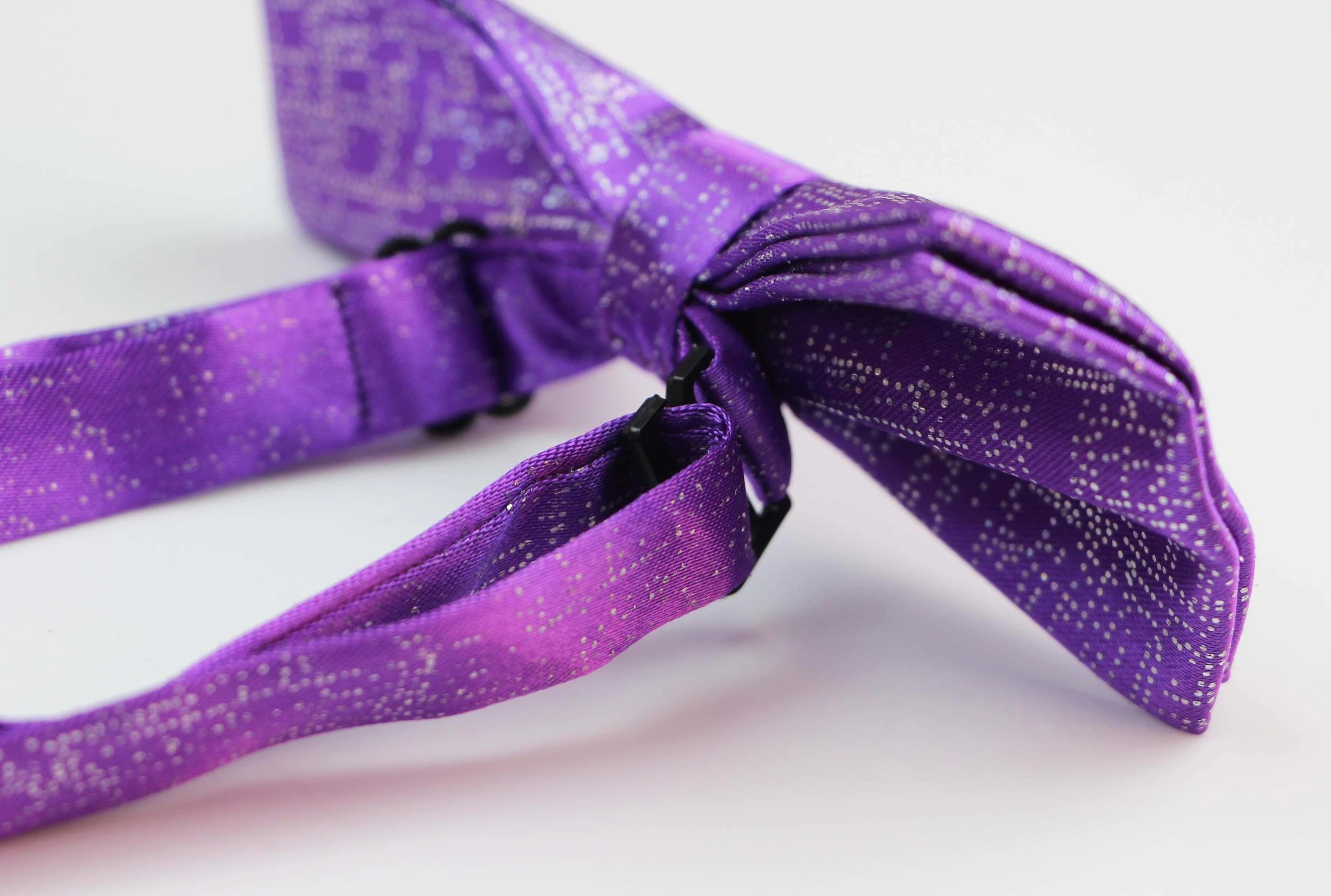 2 Zasel Mens Purple Sparkly Glitter Patterned Bow Tie - Purple, 2 of 4