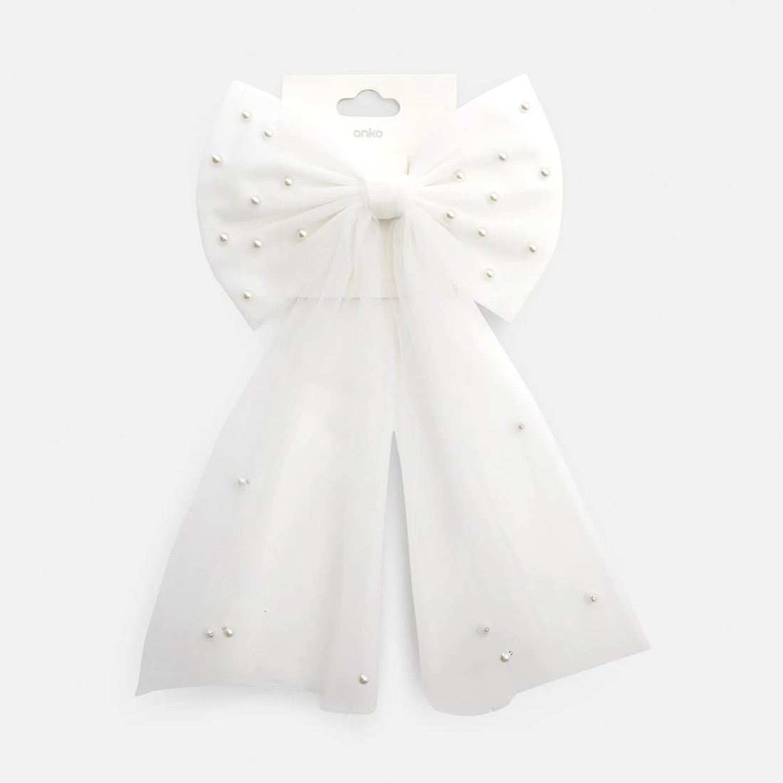 3 White Faux Pearl Mesh Bow Hair Clip, 3 of 3