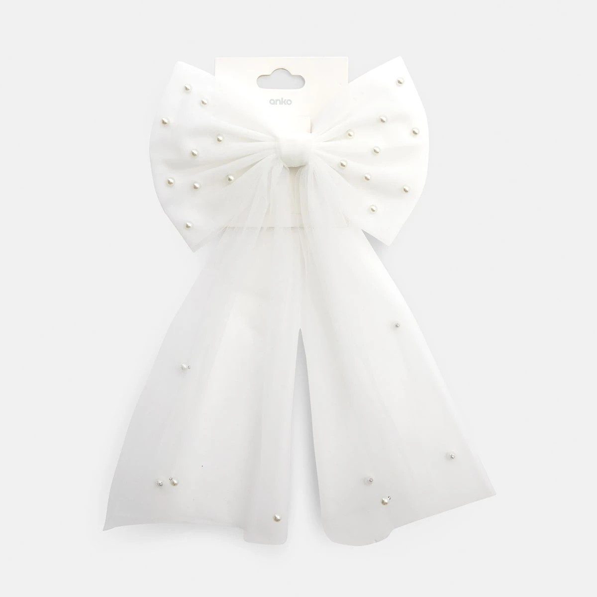 3 White Faux Pearl Mesh Bow Hair Clip, 3 of 3