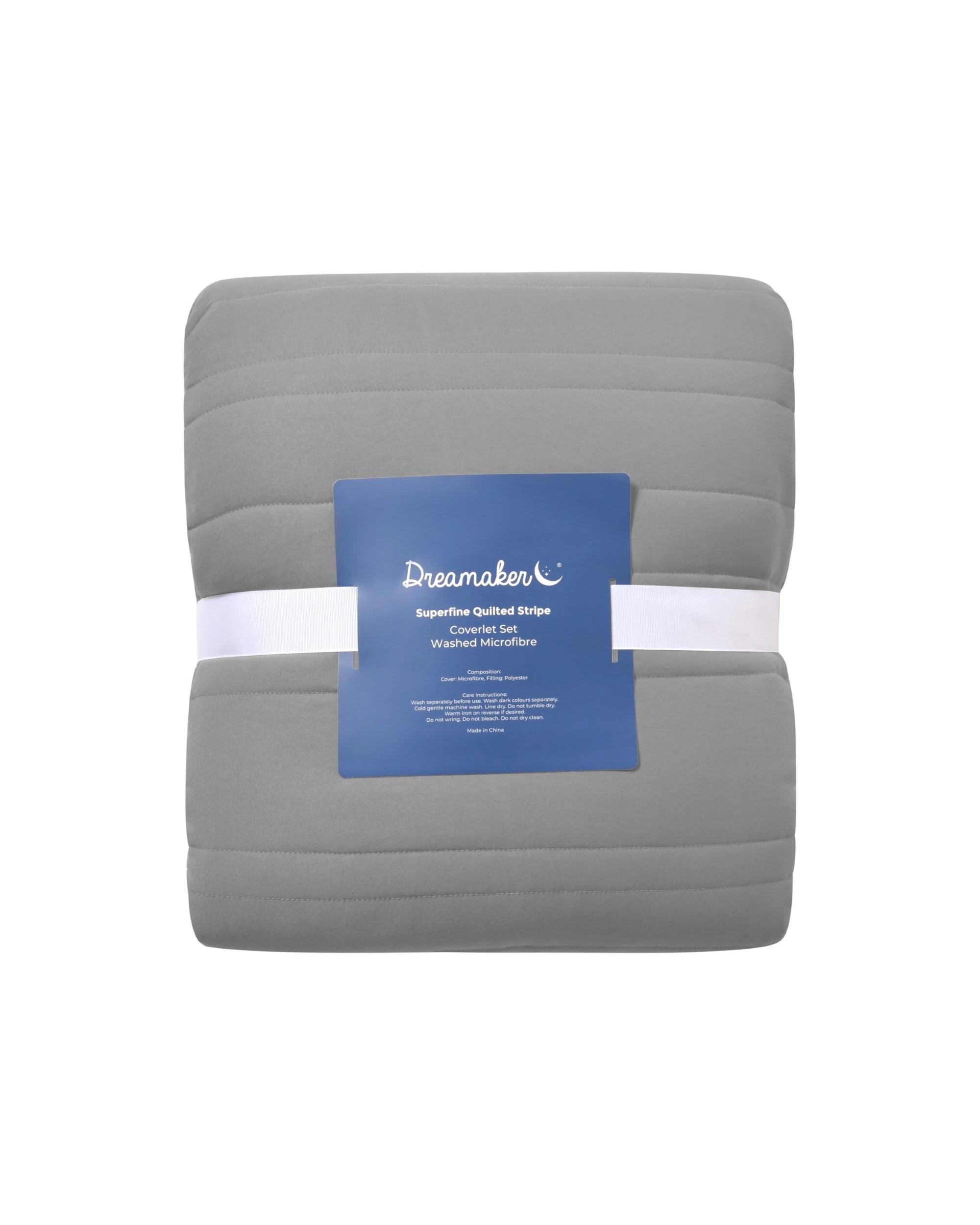 7 Dreamaker Superfine Washed Microfibre Stripe Quilted Coverlet Set - Queen/King - Charcoal, 7 of 7