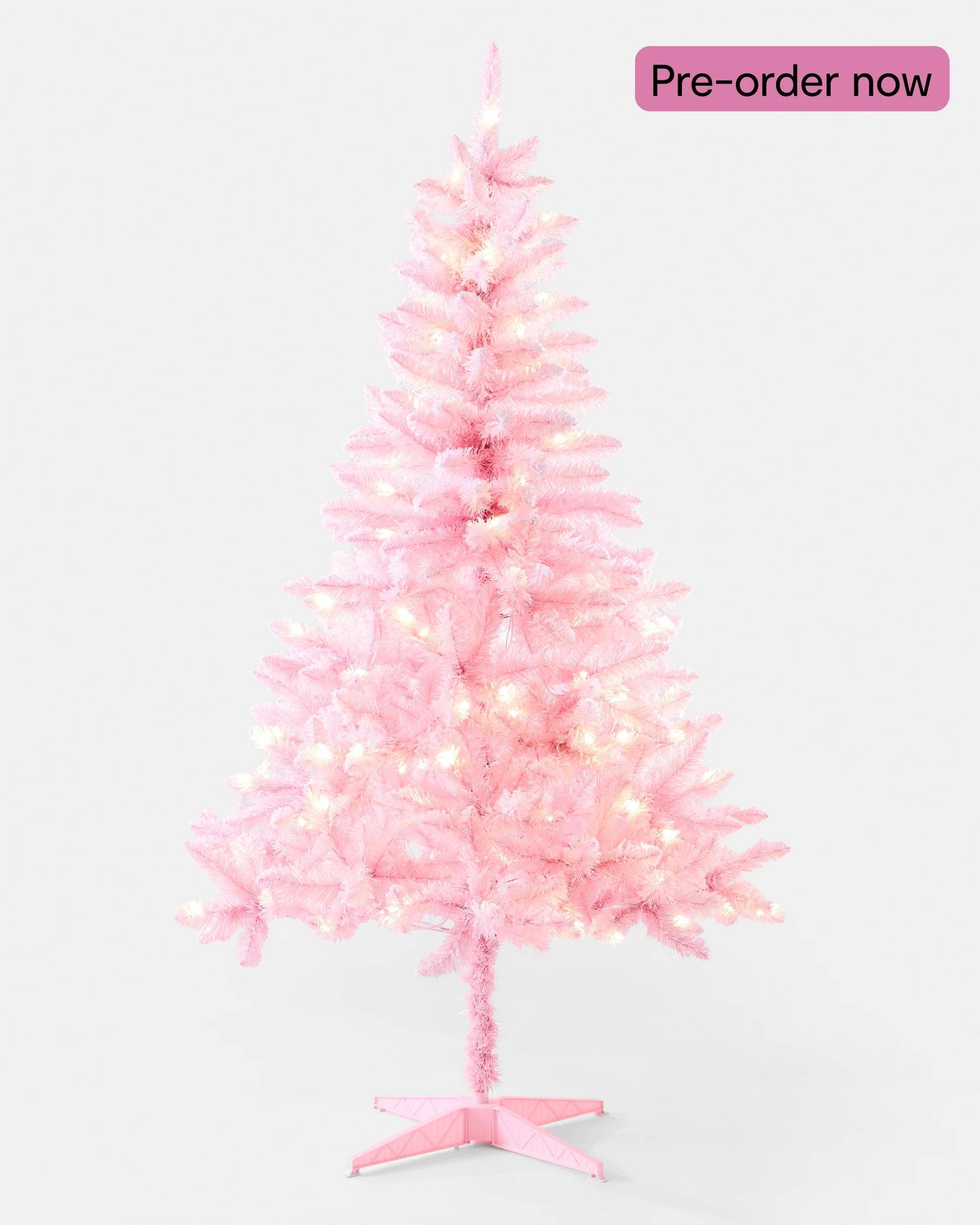 1 1.82m (6ft) Flocked Pink Prelit Christmas Tree, 1 of 8