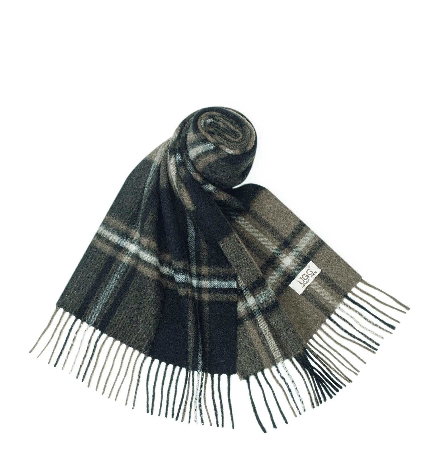 5 Australian Shepherd UGG Snovia 100% Wool Check Scarf BLACK CHECK, 5 of 5
