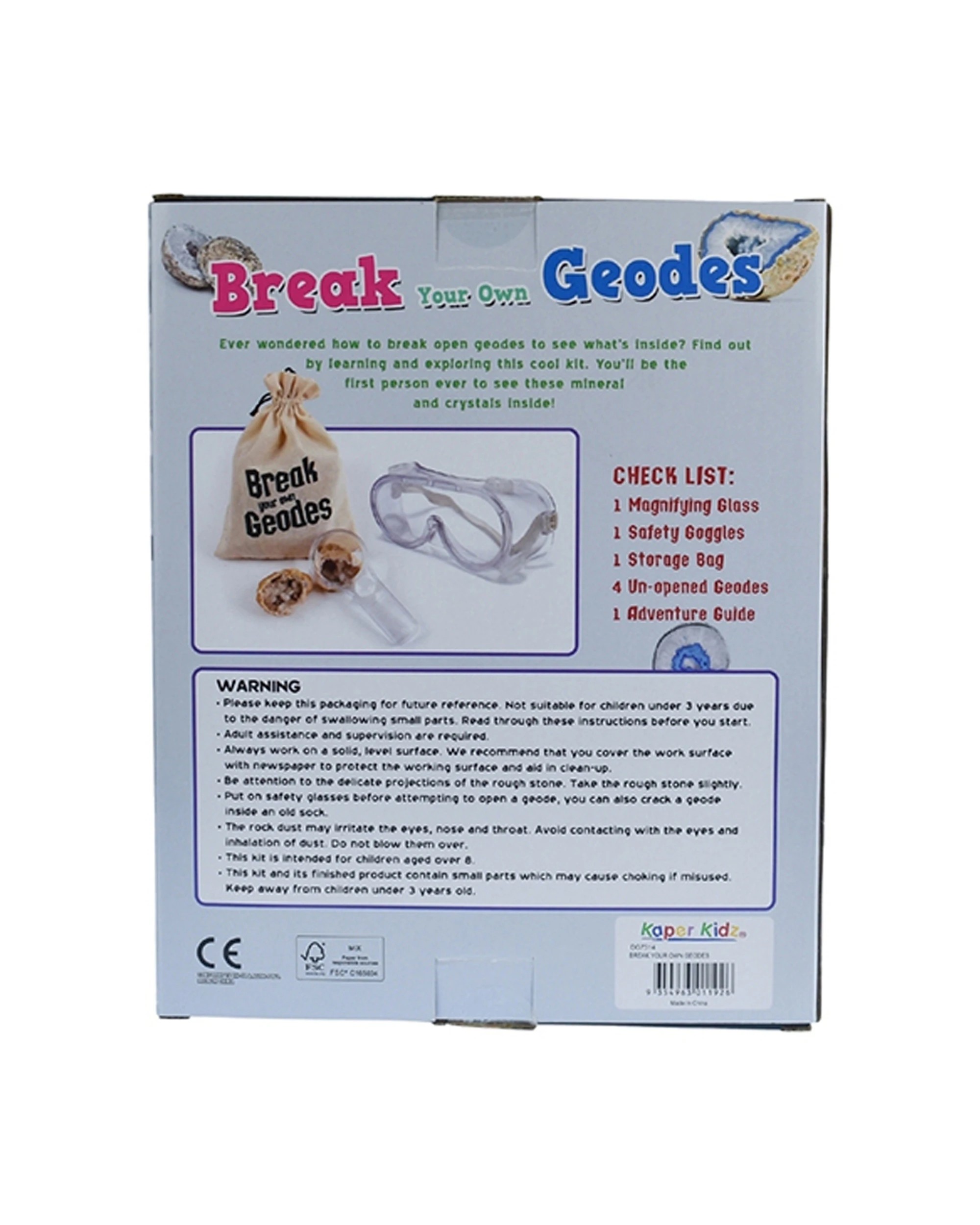 4 Kaper Kidz Break Your Own Geodes Kit Educational Safety Glasses 8 Years - Natural, 4 of 5