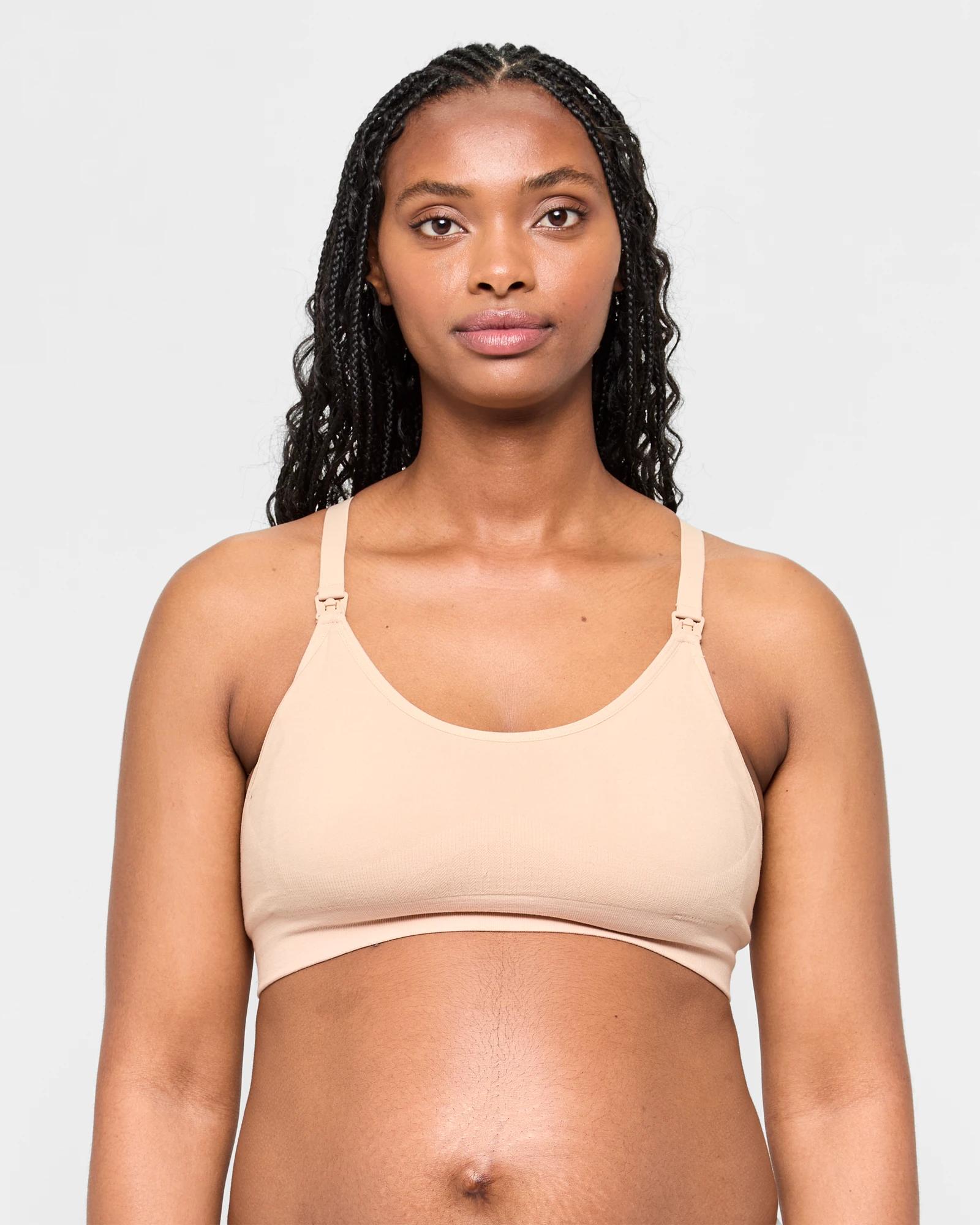 1 Target Maternity Organic Cotton Seamfree Racerback Nursing Crop Top NATURAL, 1 of 3