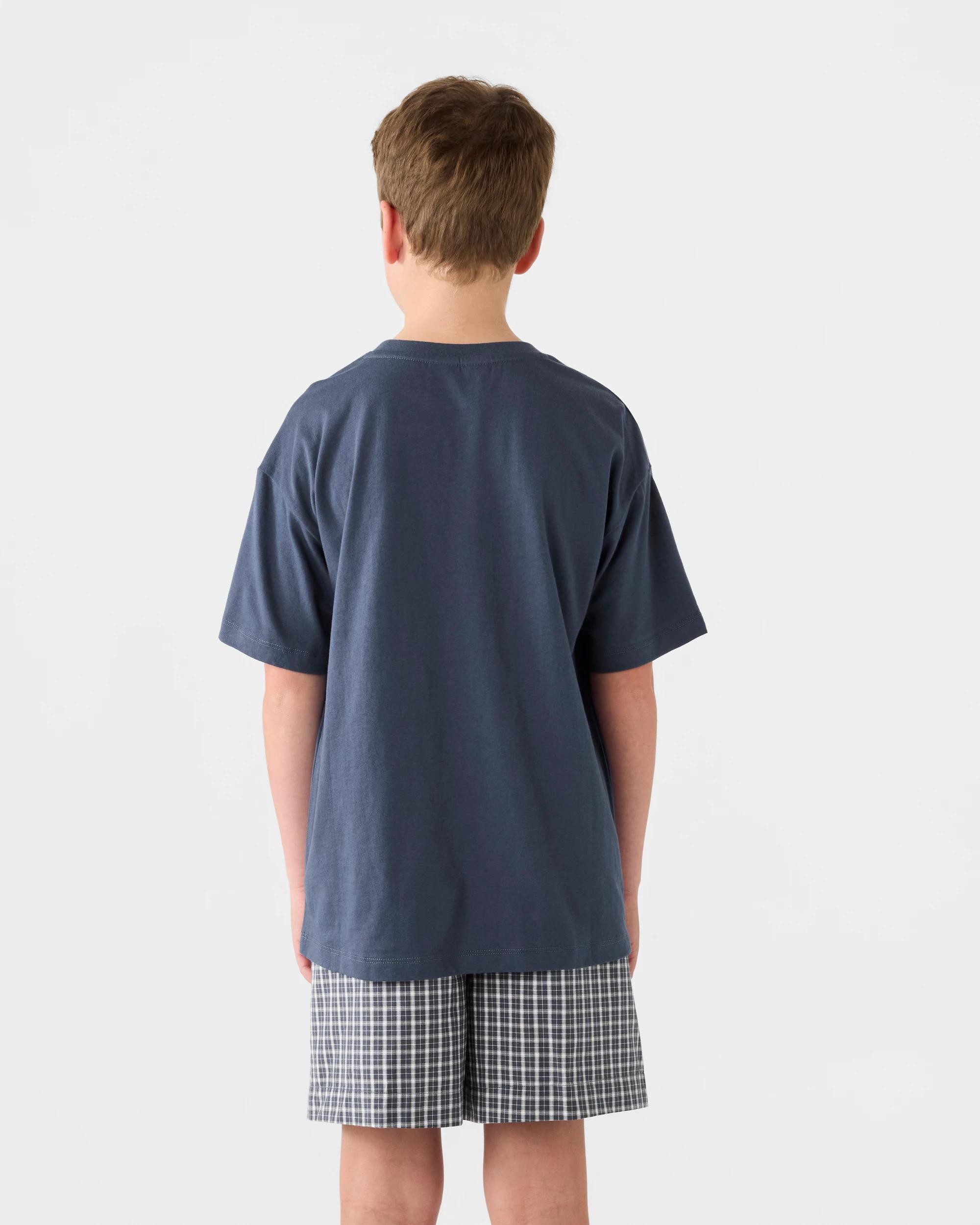 2 Short Sleeve Knit Woven Pyjama Set Drksea Blu, 2 of 9