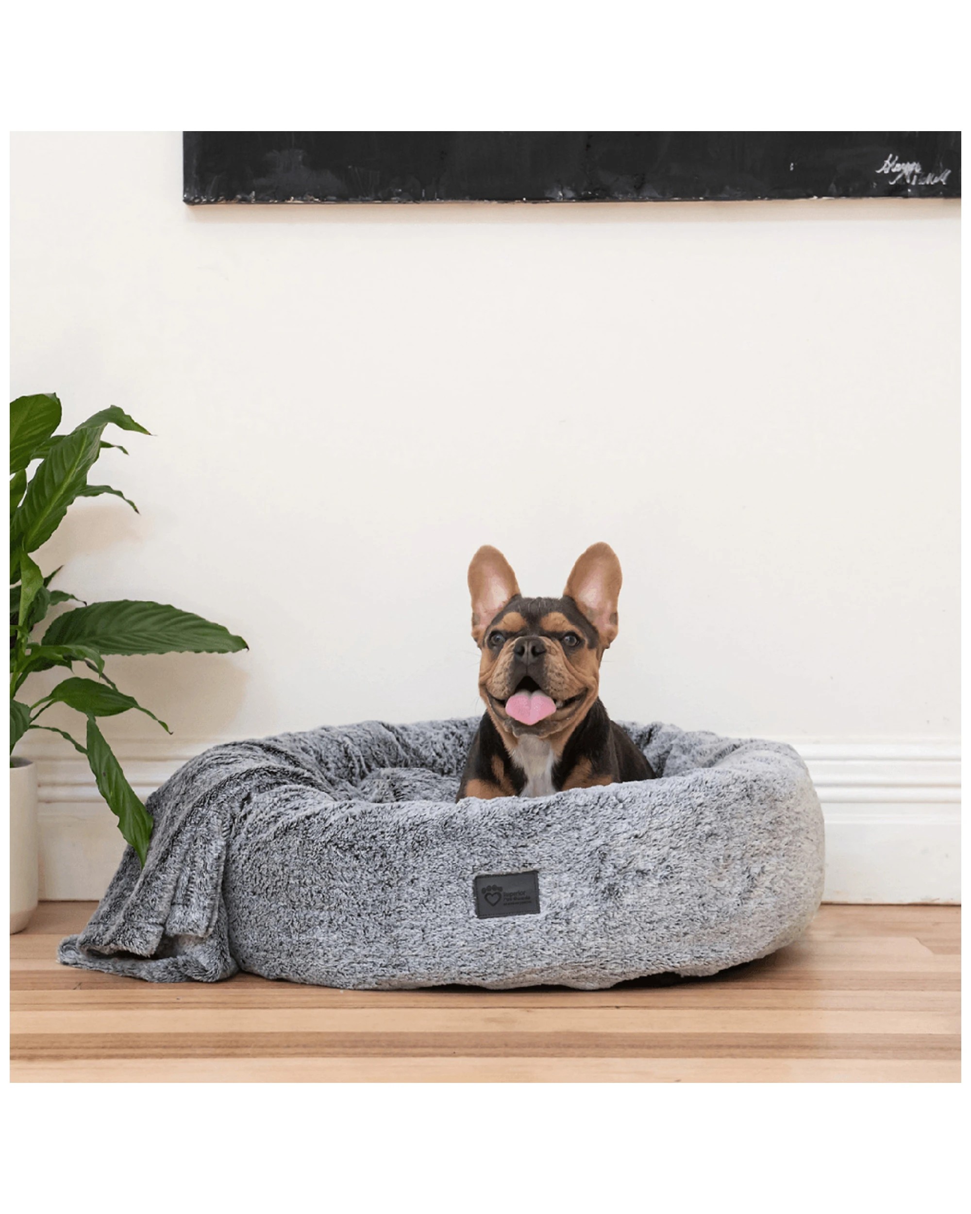 3 SUPERIOR PET GOODS Harley Dog Bed Medium Vegan Pet Bed Reversible Washable - Grey, 3 of 6