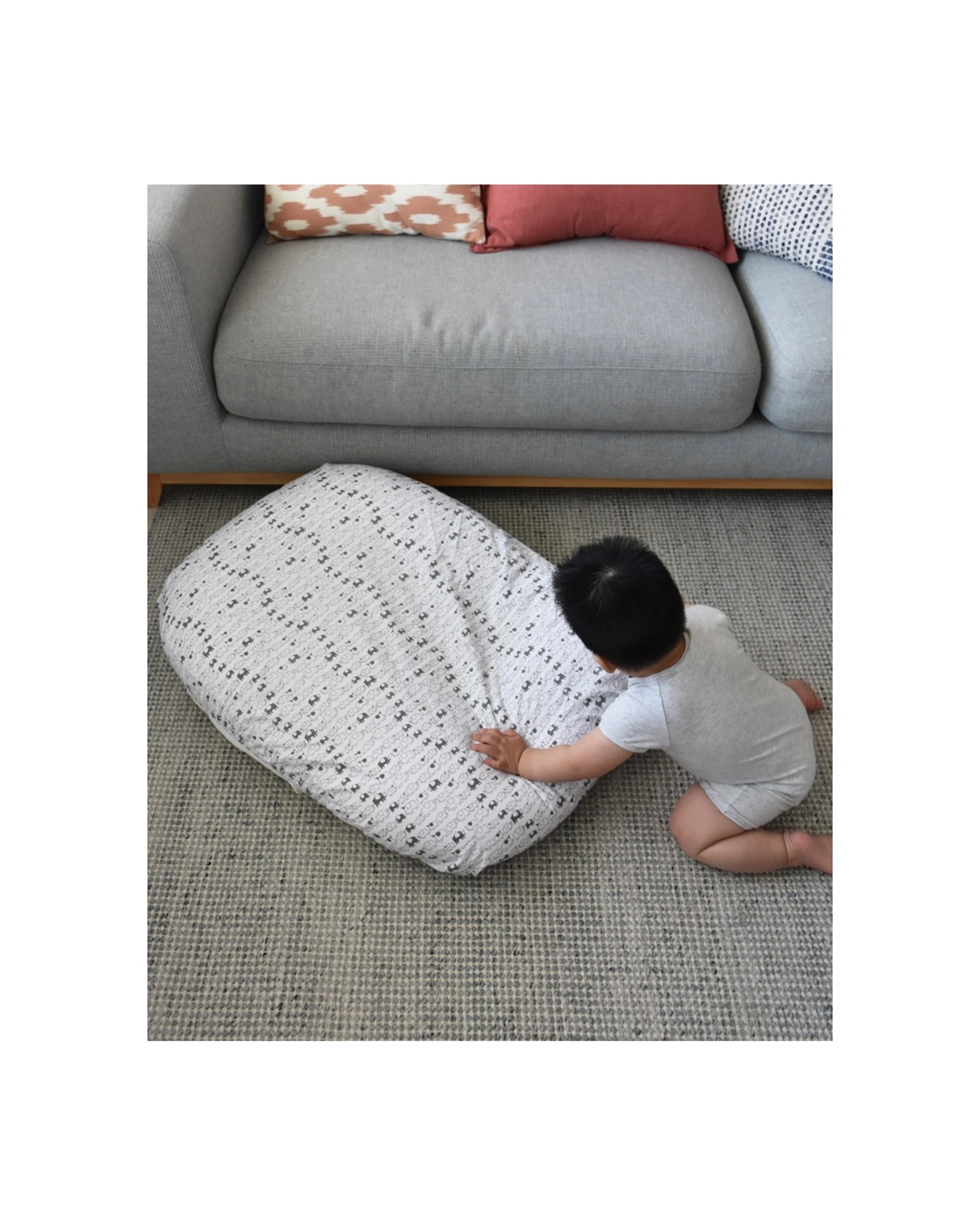 4 Playette Printed Co-Sleeper Fitted Sheet Cotton Elephant Design 52x87x4cm - Multi, 4 of 4