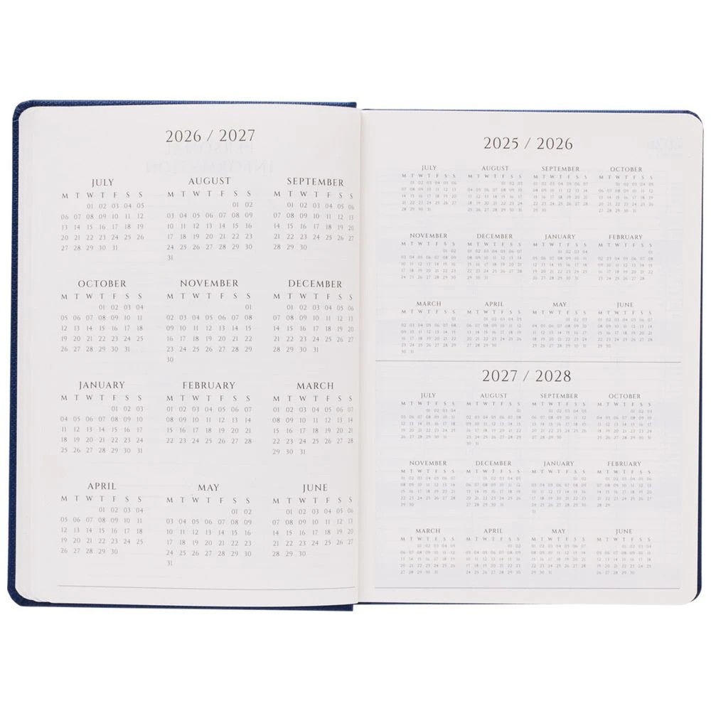 3 J.Burrows A5 Day to Page Textured FY26/27 Diary Navy, 3 of 6