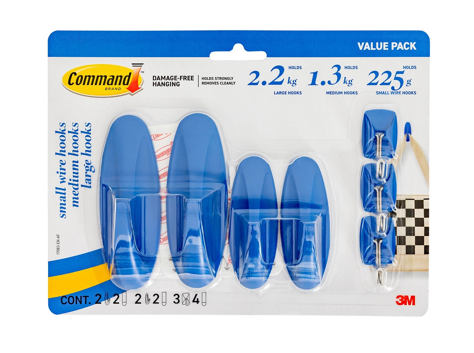 1 3M Command Coloured Hooks Mixed Pack - Arctic Freeze, 1 of 2