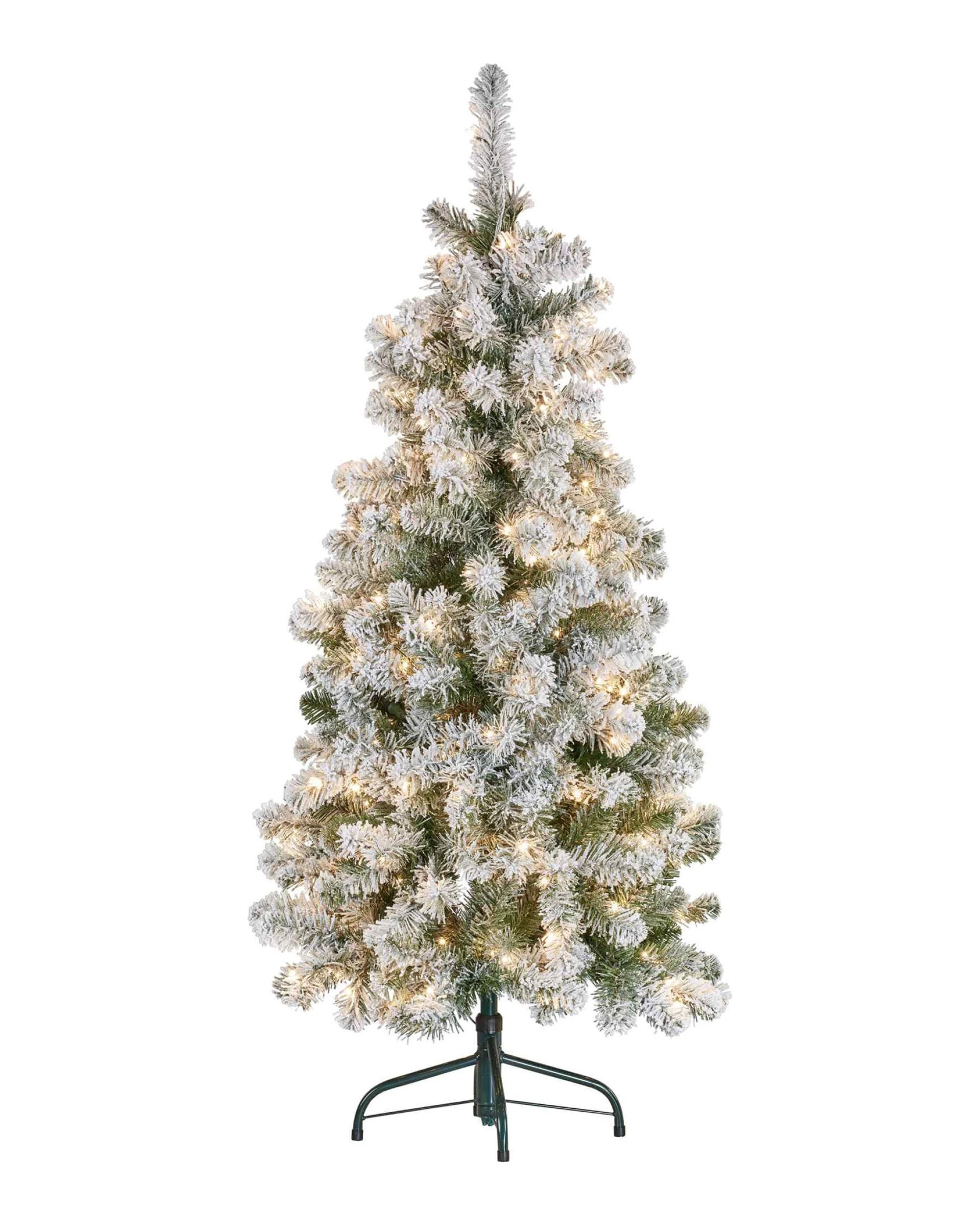 1 Christabelle 4.5ft - (137cm) Snowy Slimline Christmas Tree with LED Lights, 1 of 4