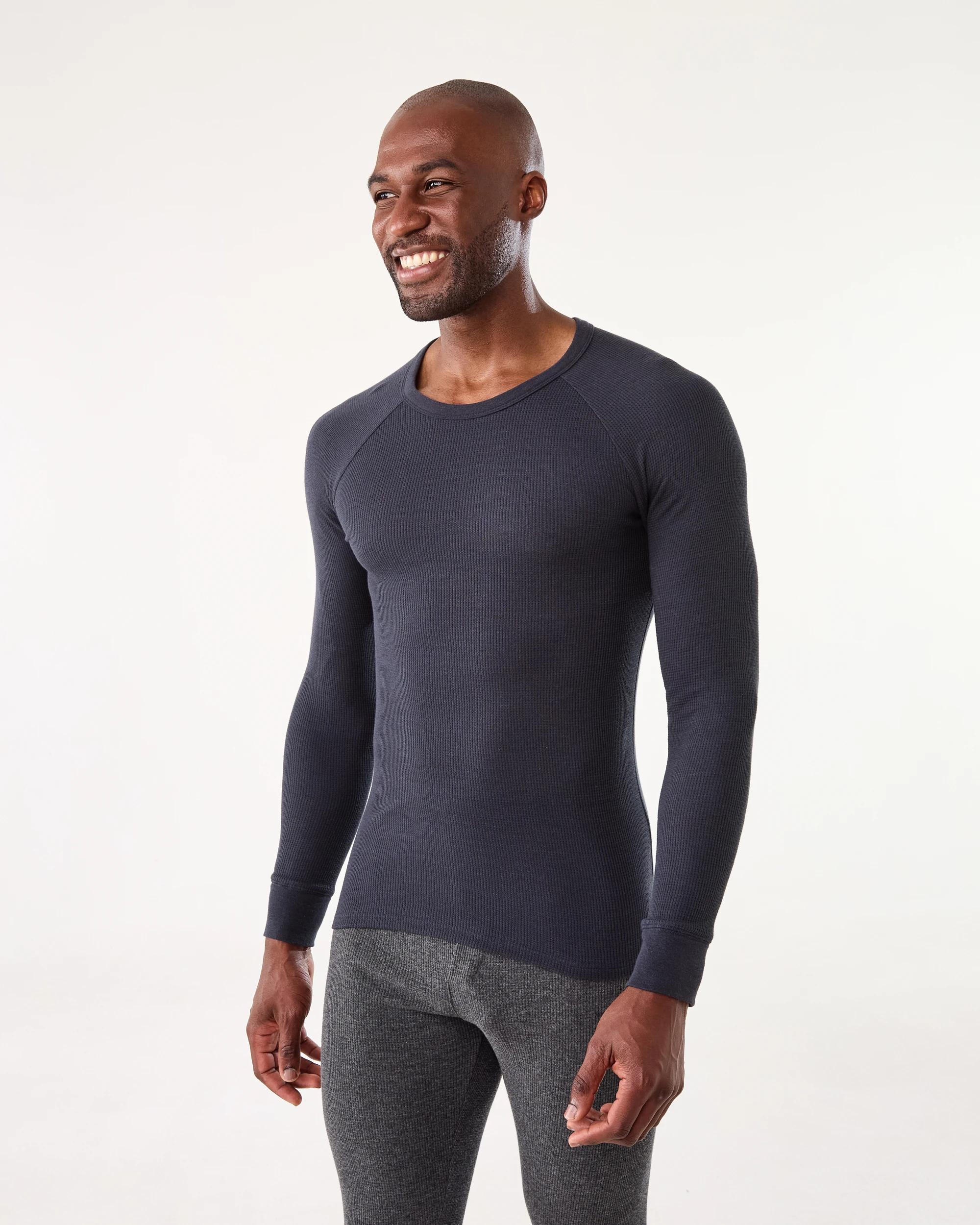 2 Long Sleeve Mini Waffle Thermal Top Blu Night, 2 of 4