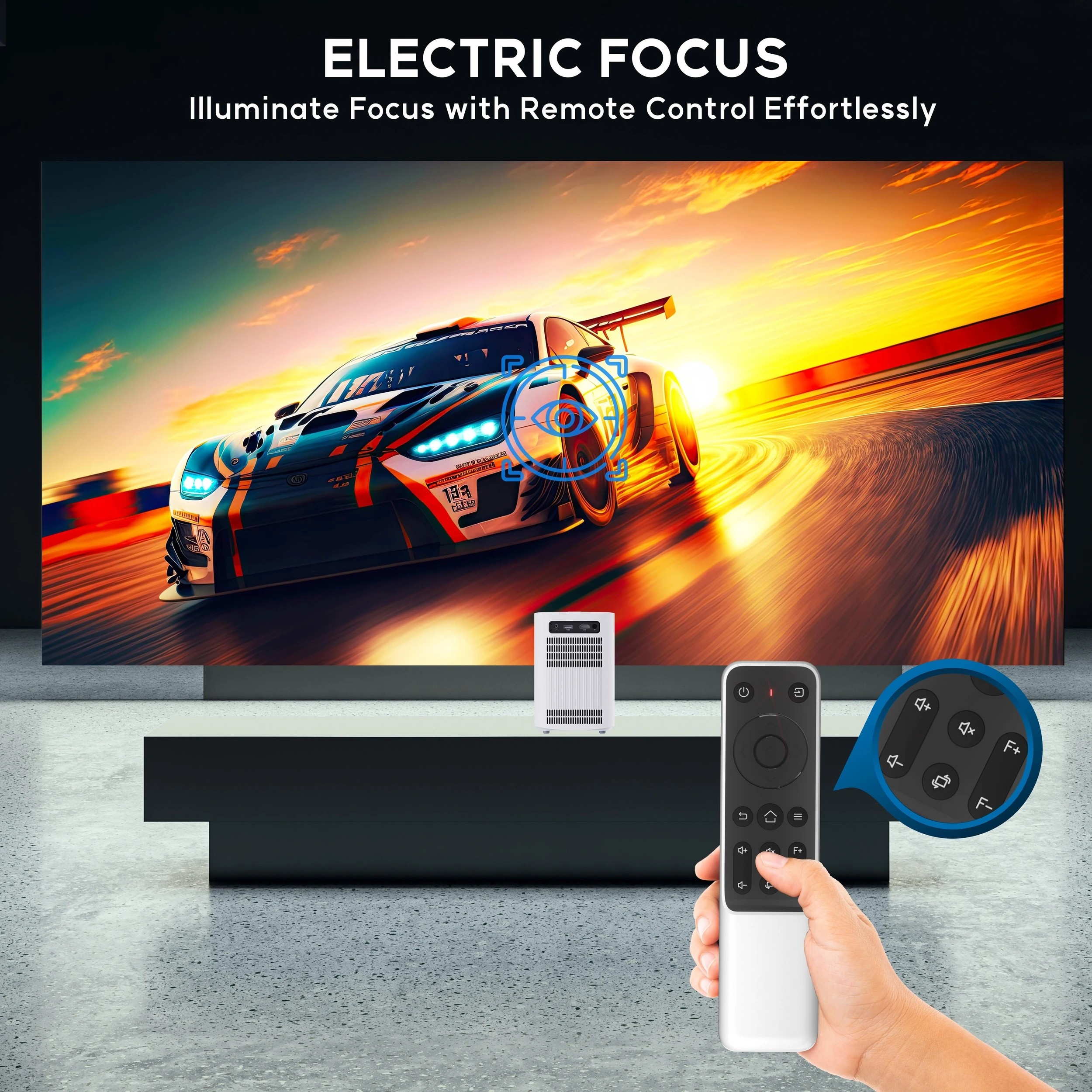 1 Alliums Projector Electric Focus, 200 inch HD 1080p Supported, 100,000-Hour Lamp Life - White, 1 of 3