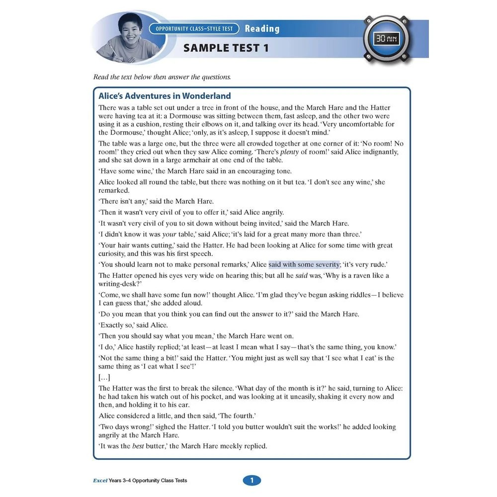 3 Excel Opportunity Class Tests Years 3-4, 3 of 7