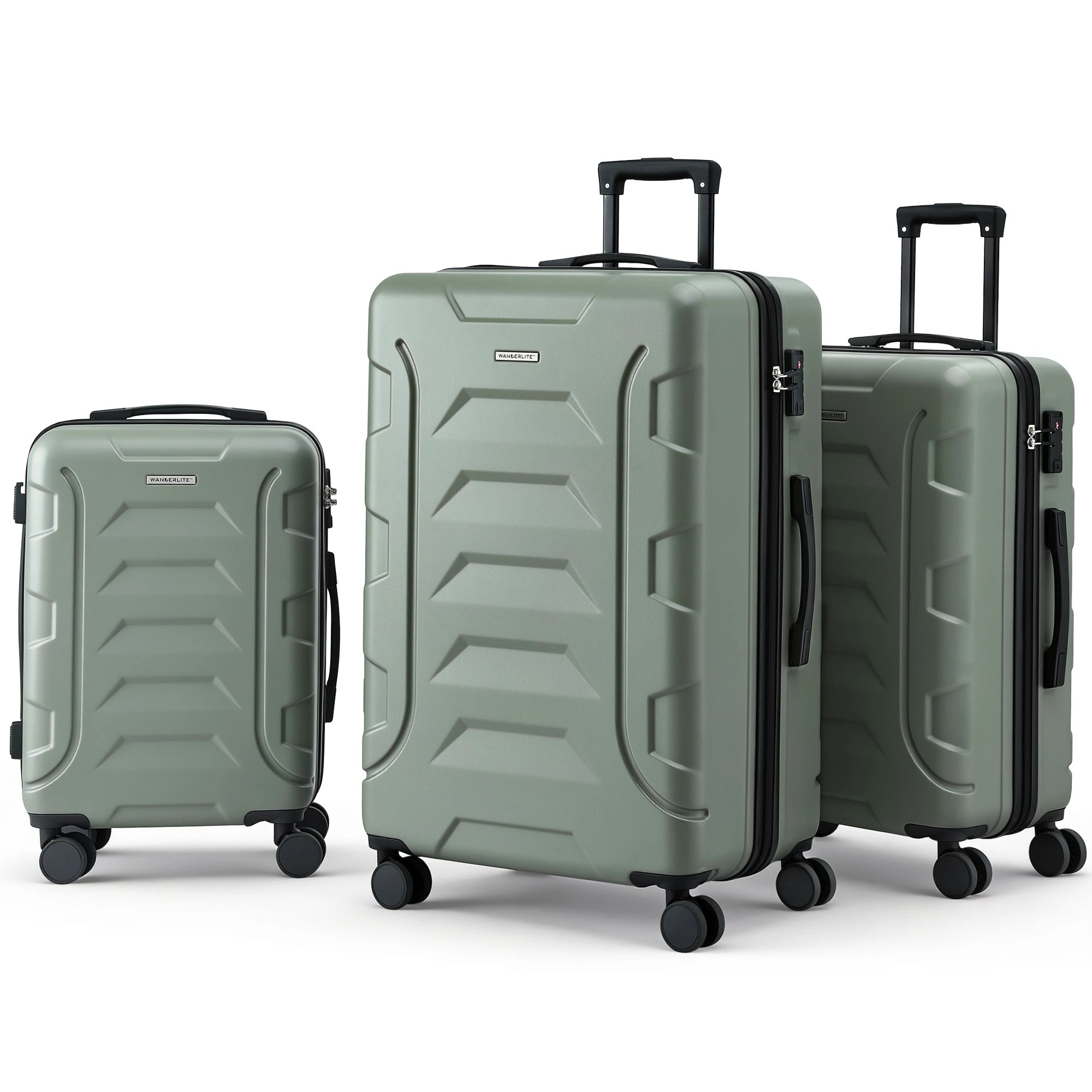 1 Wanderlite 3pcs Luggage Suitcase Set Trolley Travel TSA Lightweight Hard Case - Green, 1 of 1