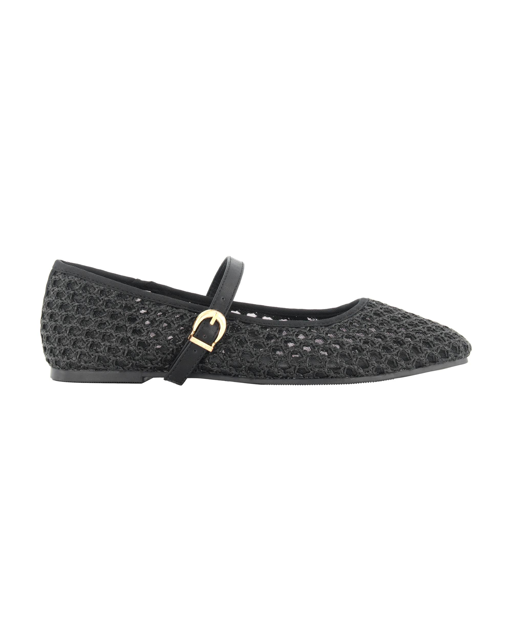 1 Point Toe Woven Ballet Slingback Flats Black, 1 of 3