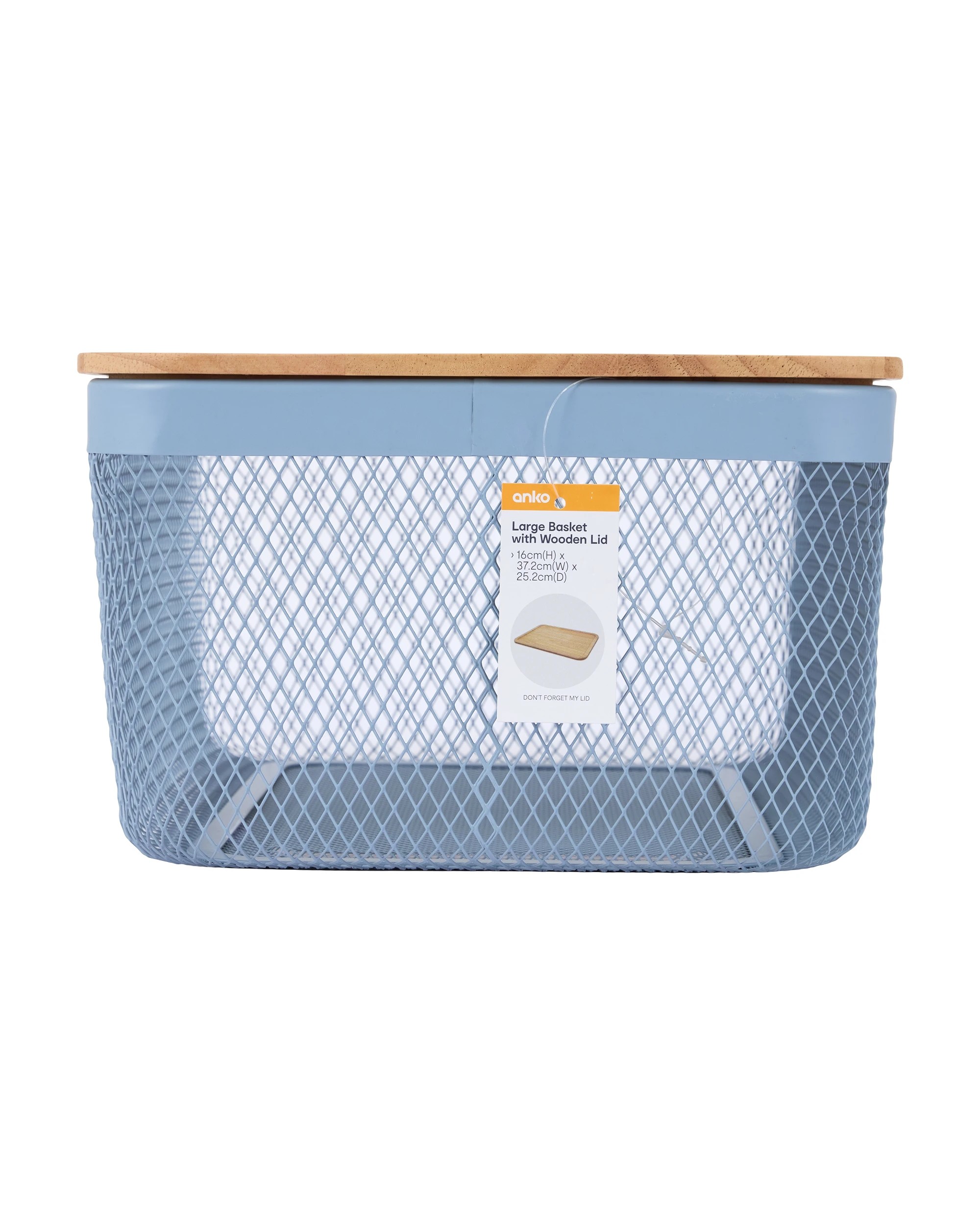 6 Large Basket with Wooden Lid - Blue, 6 of 6