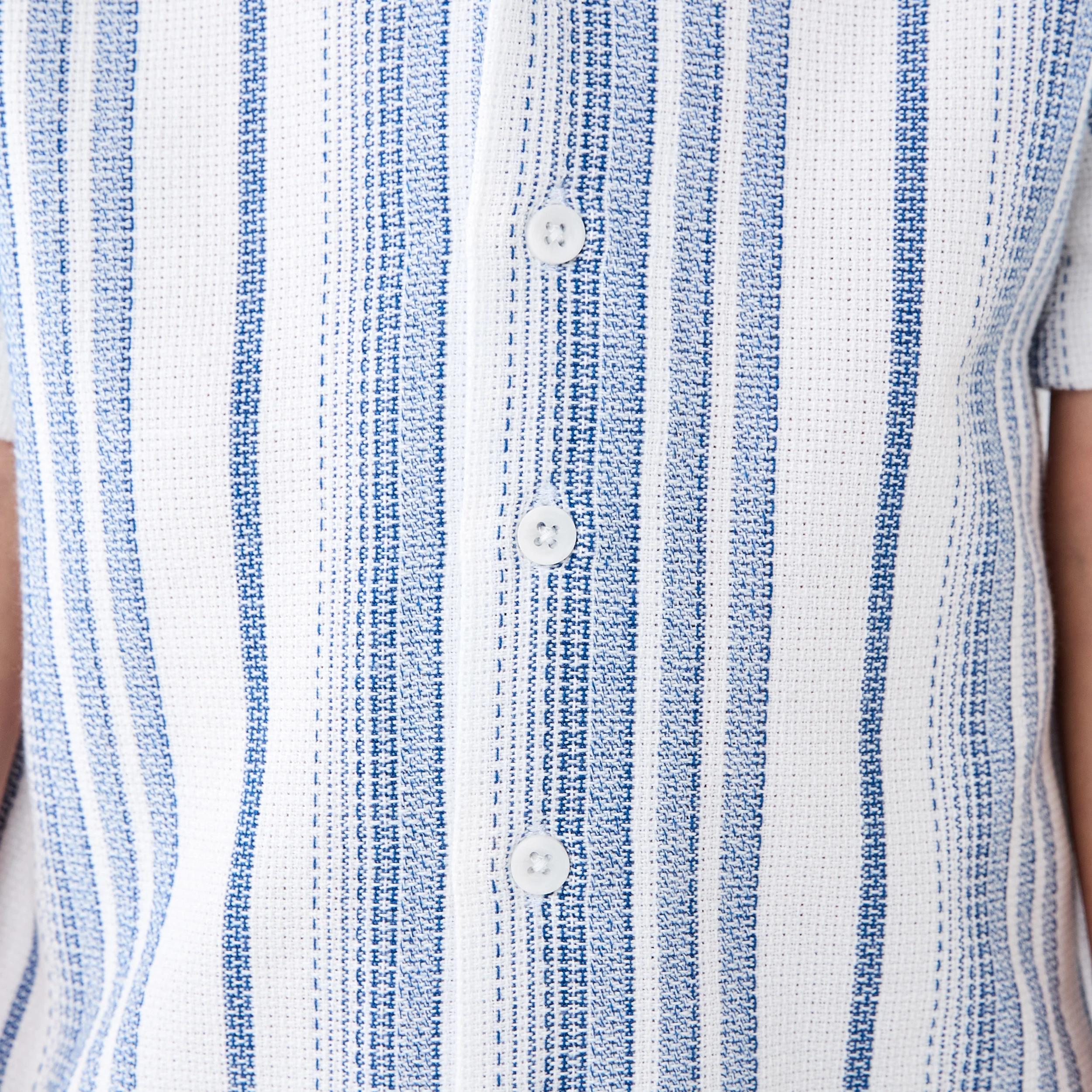 5 Short Sleeve Textured Stripe Resort Shirt Blu Strp, 5 of 7