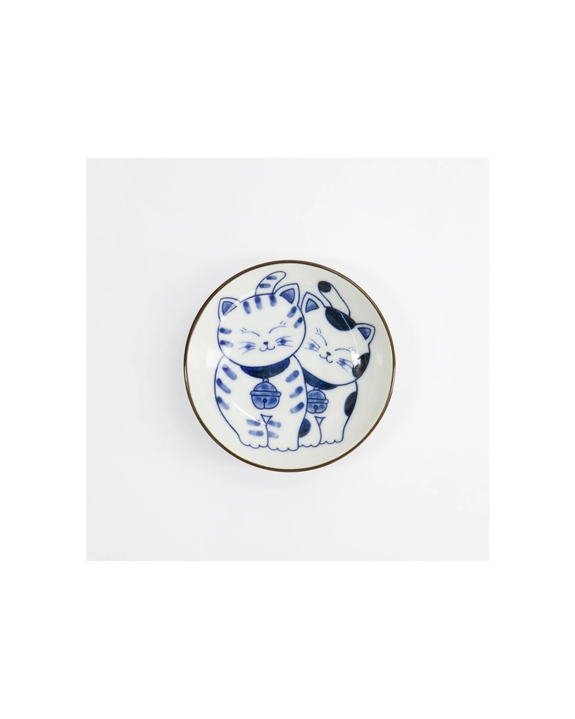 2 Tokyo Design Kawaii Cat Neko Porcelain Sauce Dish 10x2.5cm Twin - Blue, 2 of 3