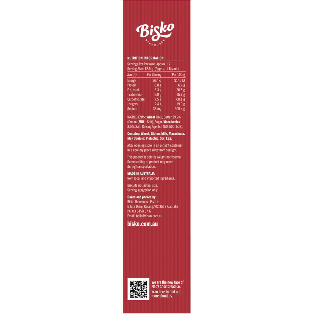 2 Bisko Bakehouse Traditional Shortbread Macadamia Fingers 150g, 2 of 3