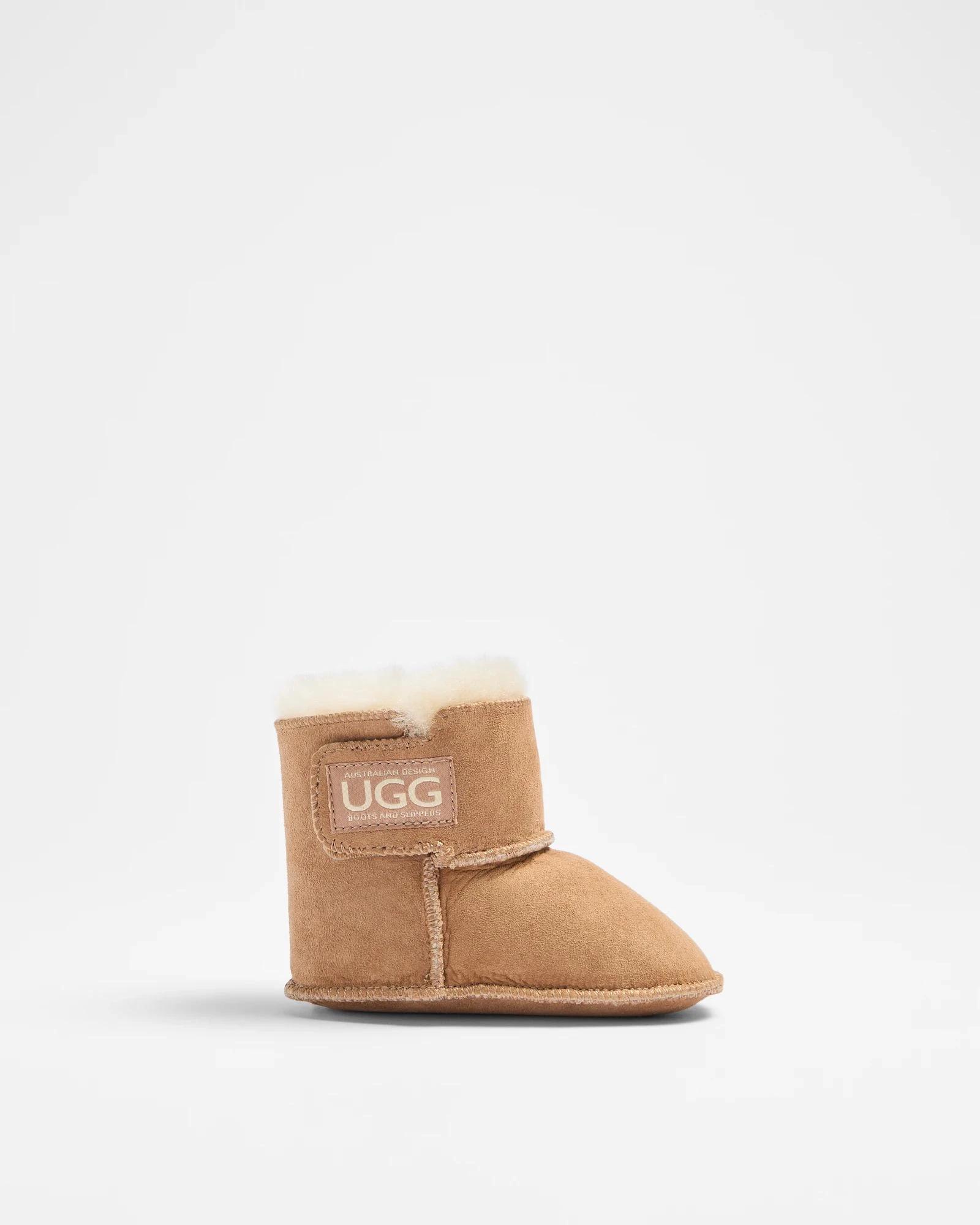 1 Australian Design Ugg Boots and Slippers Baby Sheepskin and Leather Slipper Boot CHESTNUT, 1 of 3