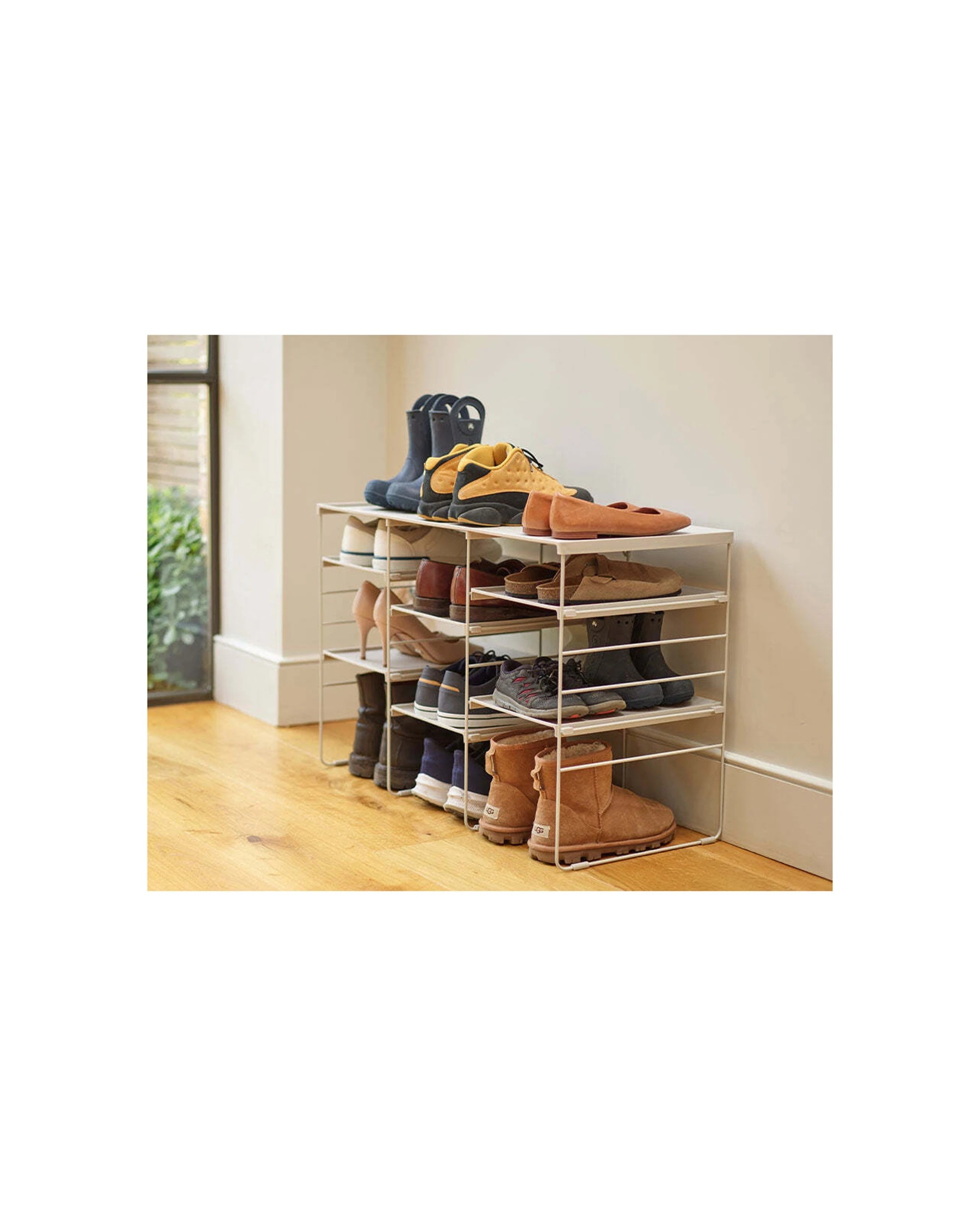 3 Joseph Joseph Level Plus Adjustable Triple Shoe Rack 51cm Stores 12 Pairs Ecru - White, 3 of 6