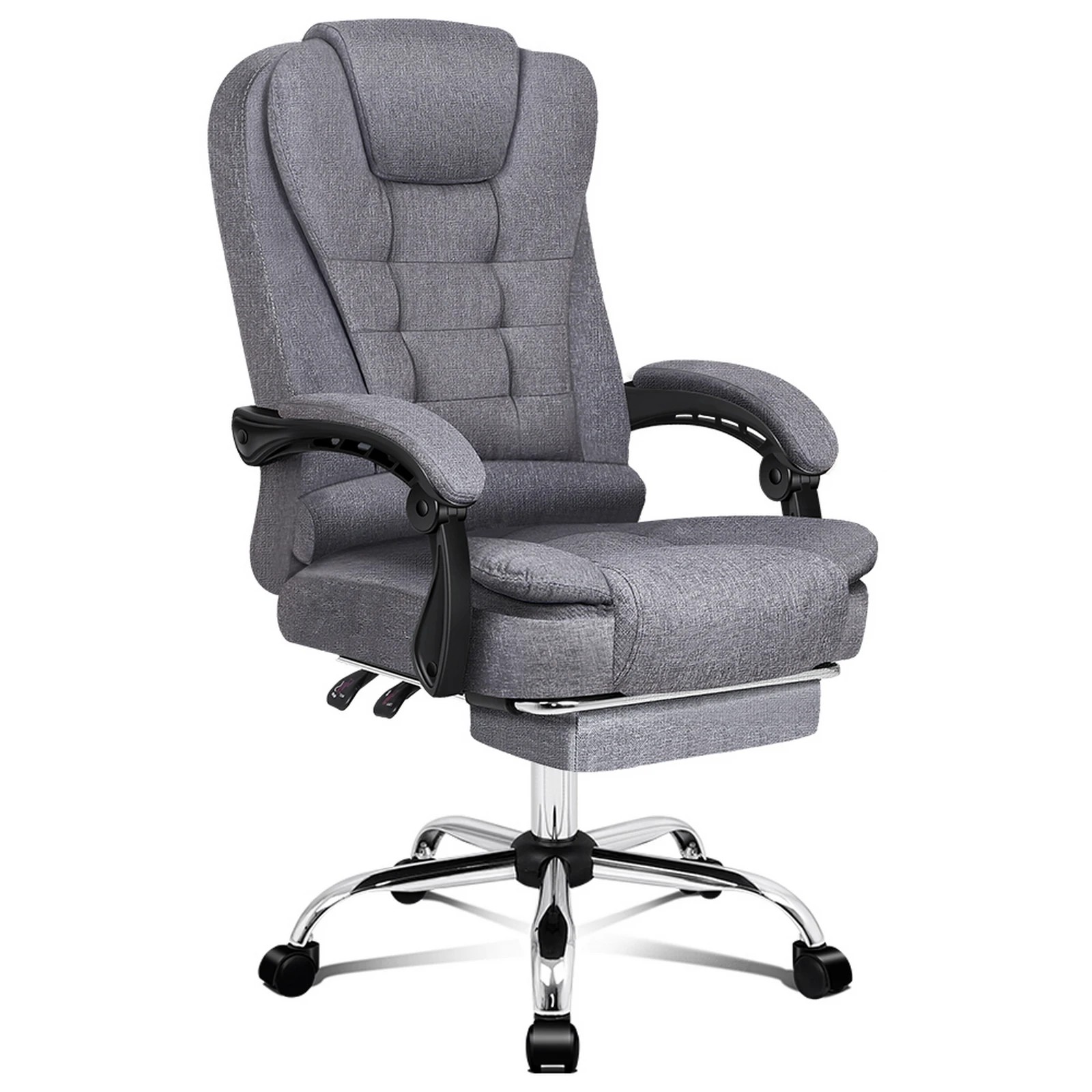 1 Alfordson Office Chair Gaming Executive Computer Racer Footrest Fabric - Grey, 1 of 10