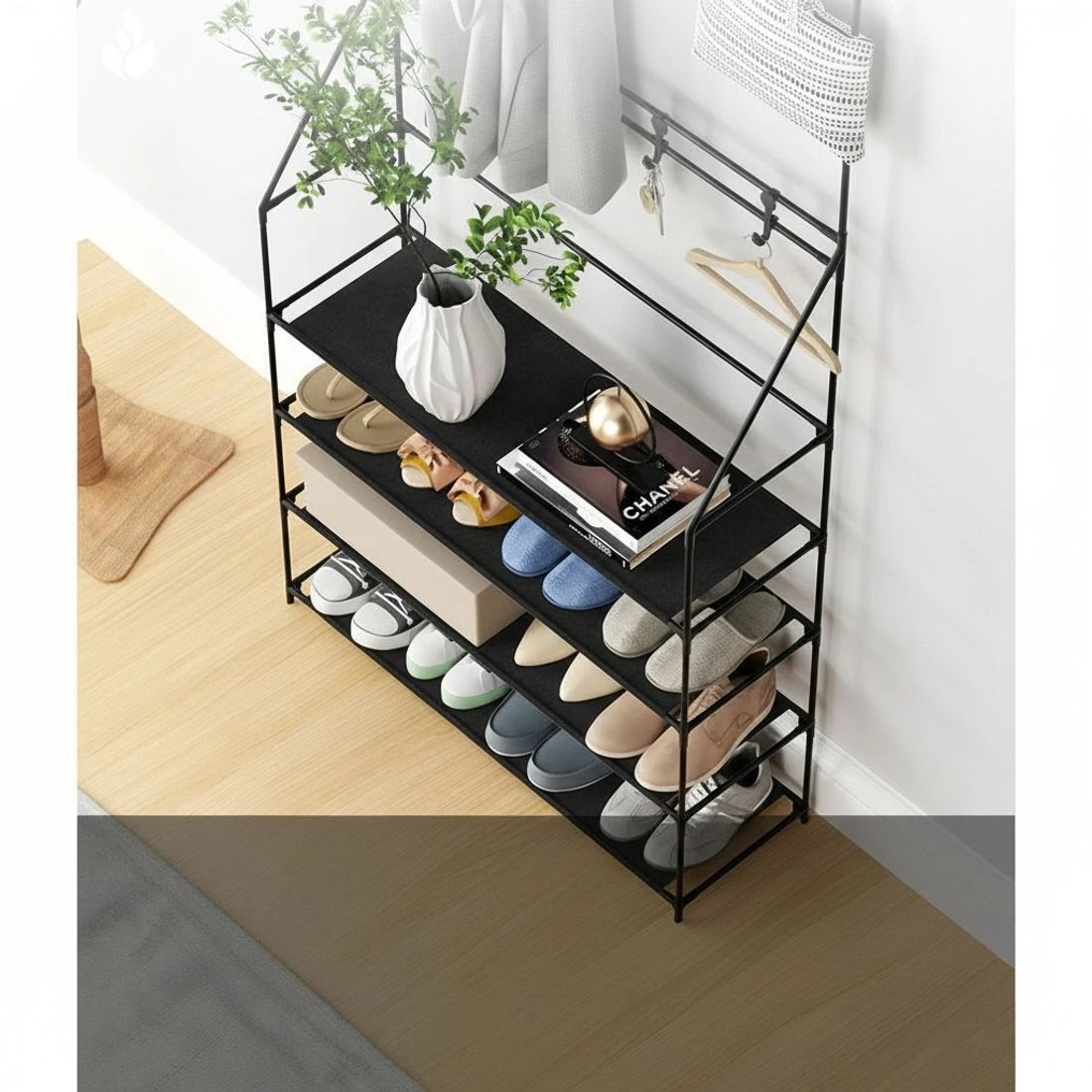 7 Artiss Shoe Rack Hall Tree 16 Pairs - Black, 7 of 8