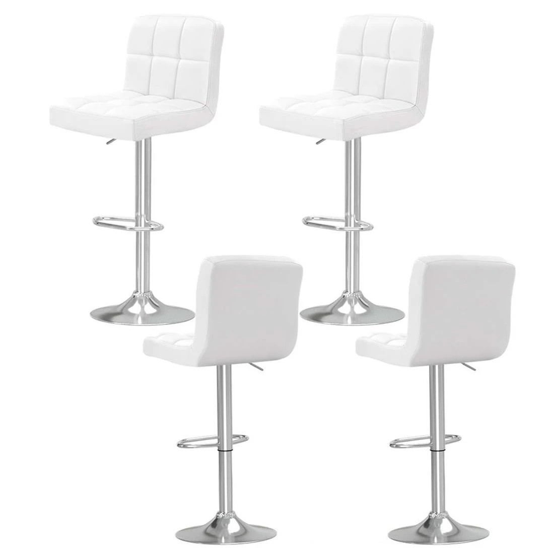 1 Artiss 4x Bar Stools Leather Gas Lift - White, 1 of 5