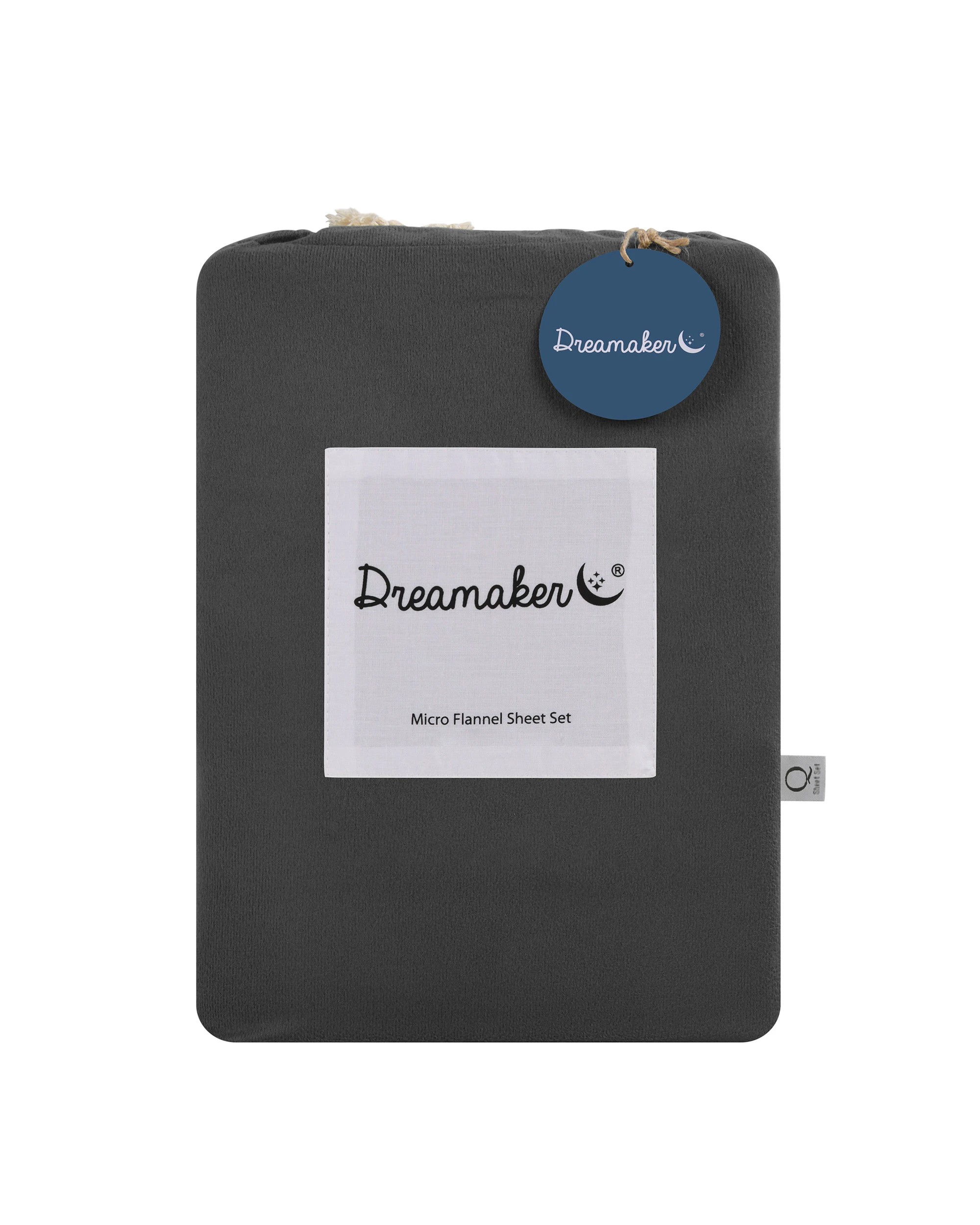 9 Dreamaker Micro Flannel Sheet Set - Queen Bed - Charcoal, 9 of 9